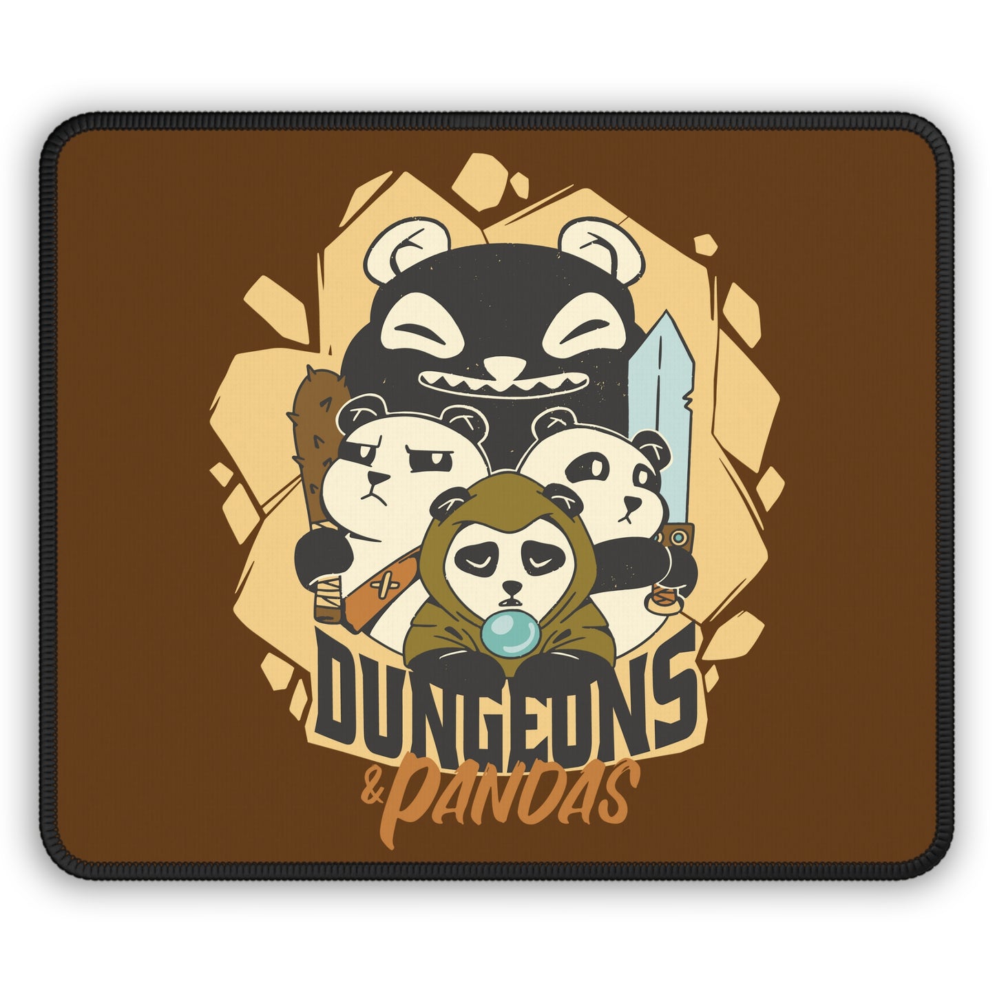 Dungeons and Pandas Non Slip Mouse Pad | Fantasy Game Desk Decor | Unique Gift for Panda Lovers | RPG-Inspired Desk Mat Fun Gaming Accessory