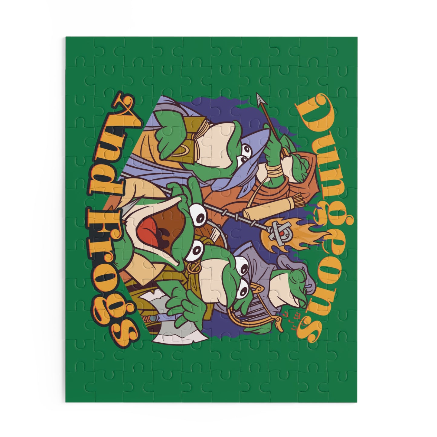 Dungeons and Frogs Jigsaw Puzzle Funny D&D Parody 120-500 Pieces for Nerdy Fantasy Game Fans and Frog Lovers RPG Style Puzzle