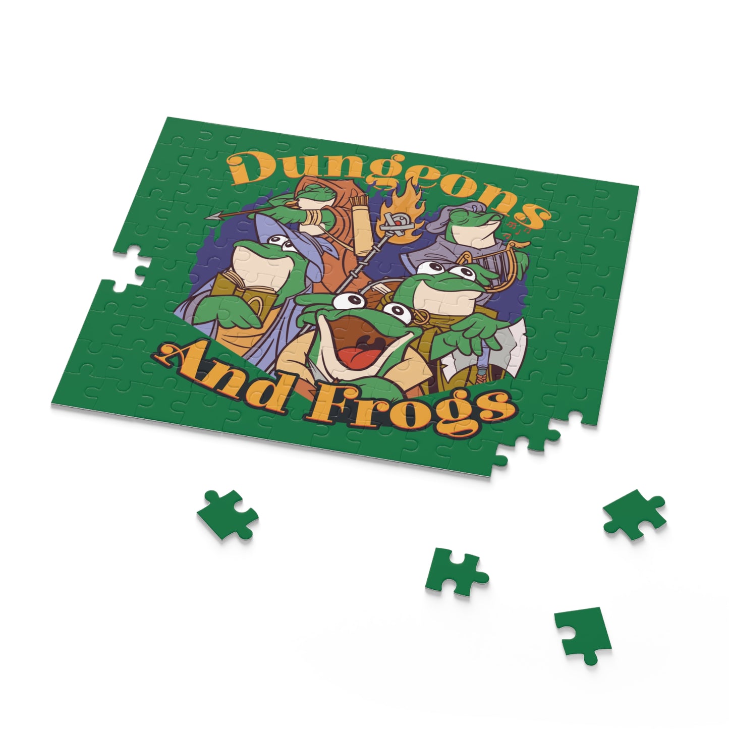 Dungeons and Frogs Jigsaw Puzzle Funny D&D Parody 120-500 Pieces for Nerdy Fantasy Game Fans and Frog Lovers RPG Style Puzzle
