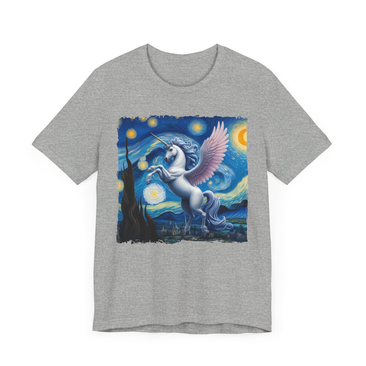Magical White Unicorn Night Sky Shirt | Starry Night-Inspired Fantasy Art | Enchanted Unicorn Gift Dreamers Fantasy Lovers Unicorn Lover