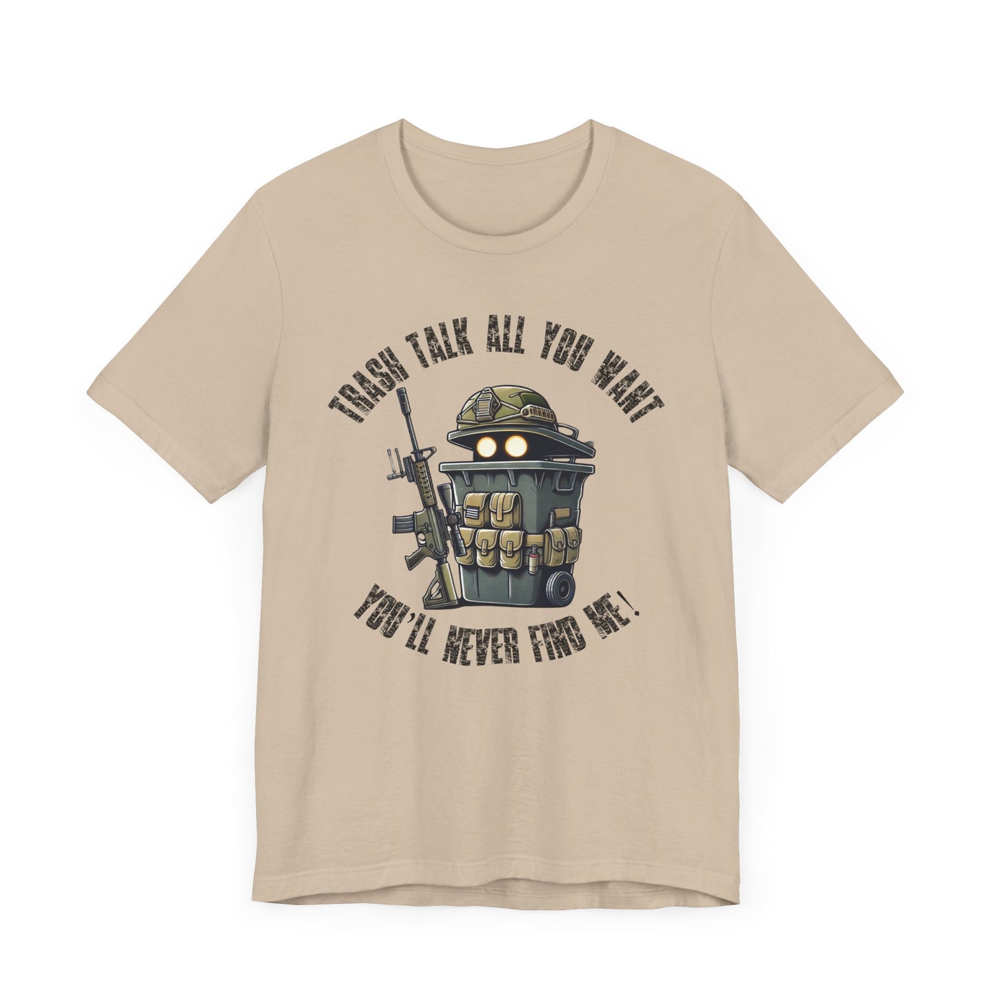Tactical Trash Can Soldier Art | Funny Military Garbage Bin Design | Unique Cartoon Prop Hunt Gift | Armed Trash Bin Graphic | Gamer Humor