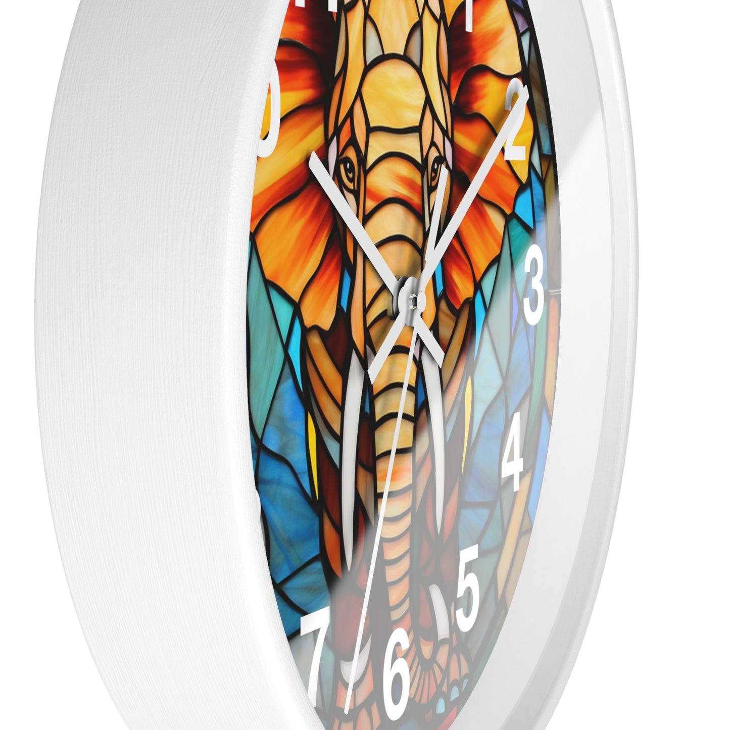 Beautiful Stained Glass Elephant Wall Clock Battery Operated Unique Animal Lover Decor Perfect Gift Elephant Enthusiast Colorful Home Accent