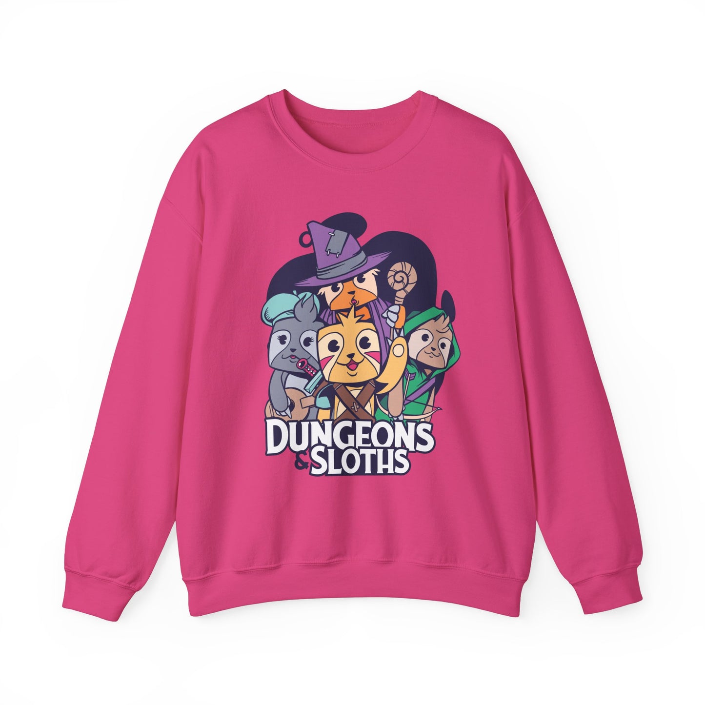 Dungeons and Sloths Funny D&D Parody Sweatshirt | Nerdy Fantasy Game Sweater Sloth Lovers | Unique Winter Gift | Cozy Fun Sweatshirt Gamers