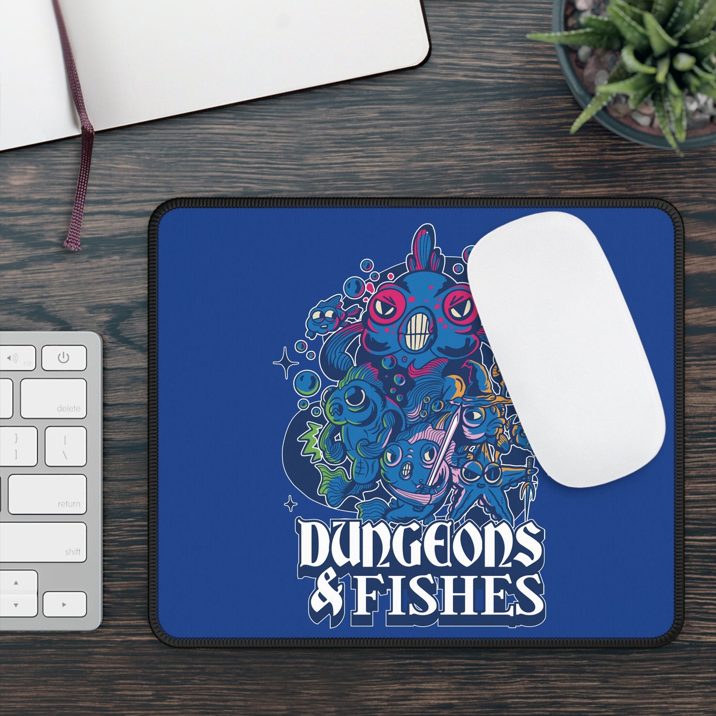 Dungeons and Fishes Non Slip Mouse Pad | Fantasy Game Desk Decor | Unique Gift for Fish Lovers | RPG-Inspired Desk Mat Fun Gaming Accessory