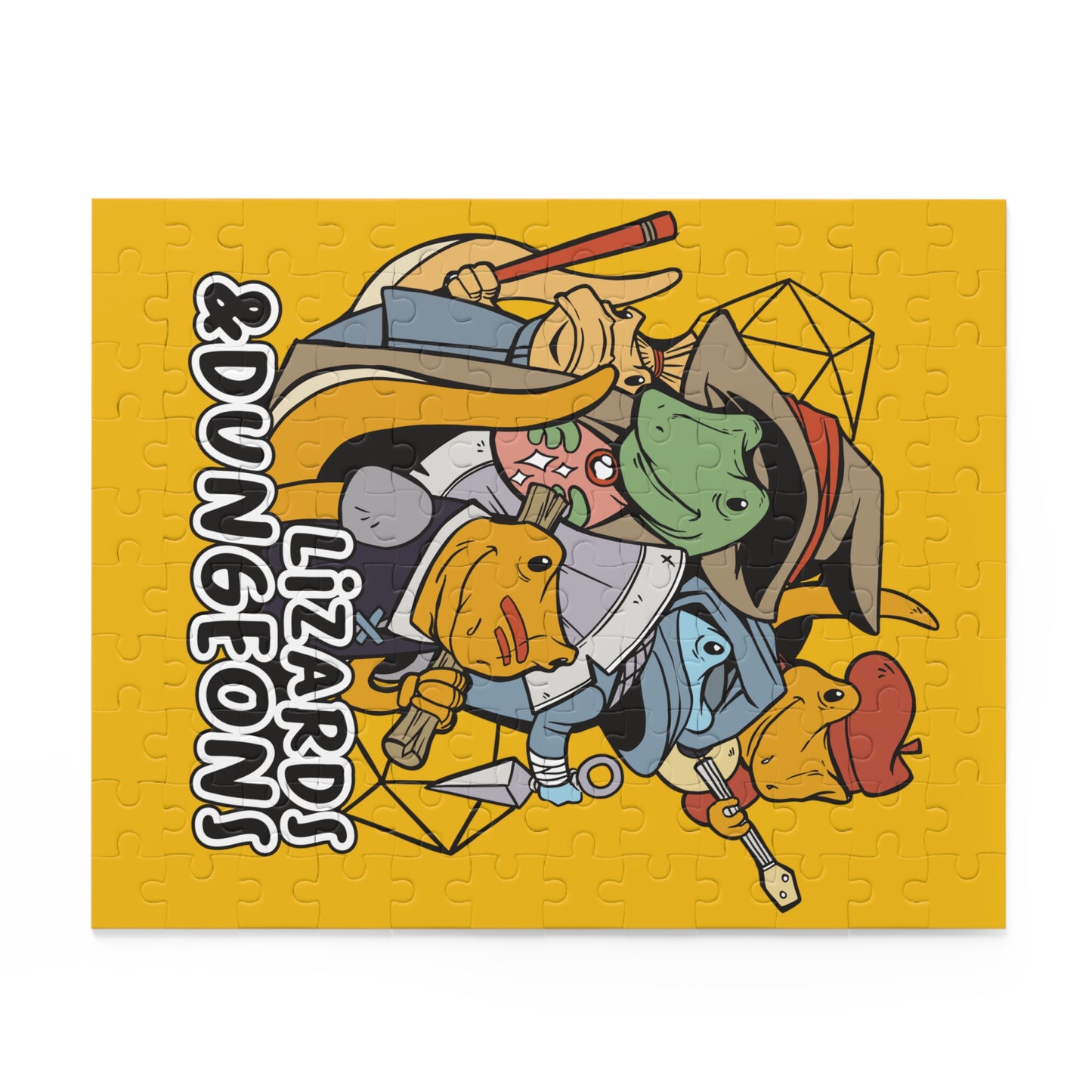 Dungeons and Lizards Jigsaw Puzzle Funny D&D Parody 120-500 Pieces for Nerdy Fantasy Game Fans and Lizard Lovers RPG Style Puzzle
