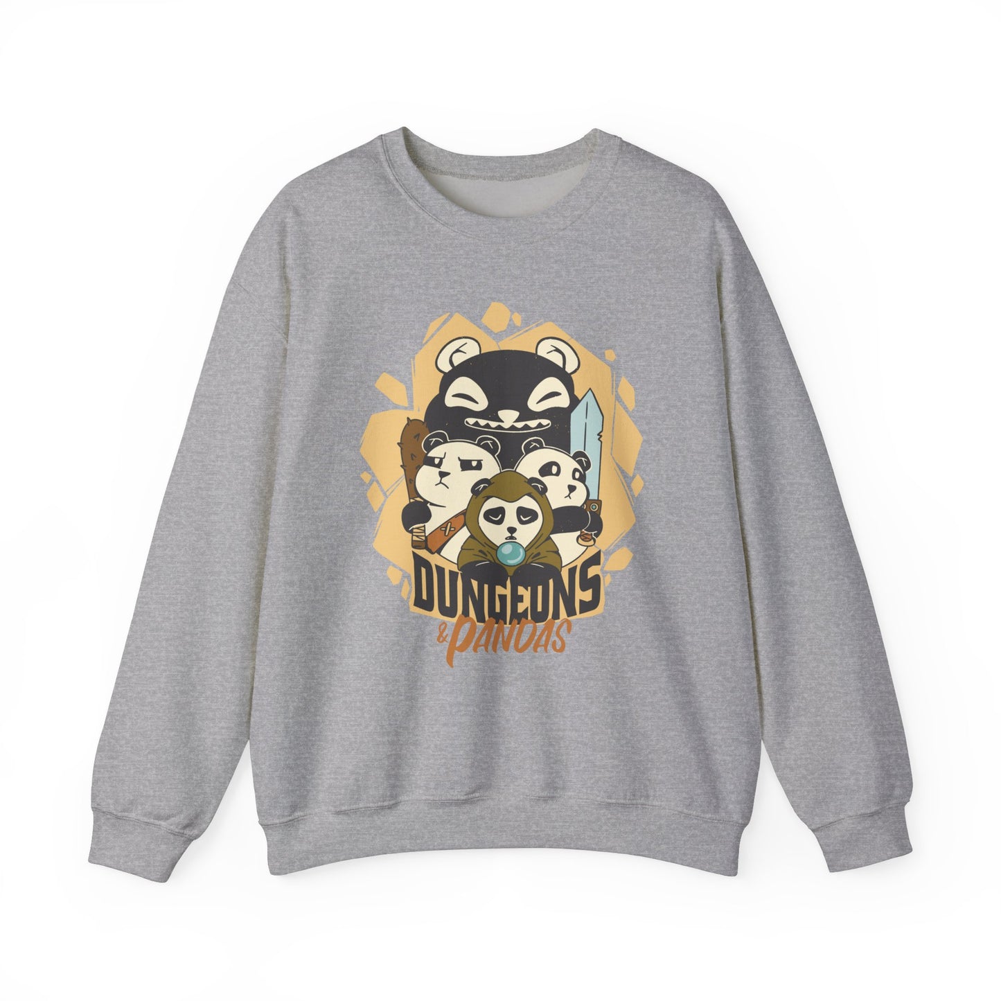Dungeons and Pandas Funny D&D Parody Sweatshirt | Nerdy Fantasy Game Sweater Panda Lovers | Unique Winter Gift | Cozy Fun Sweatshirt Gamers