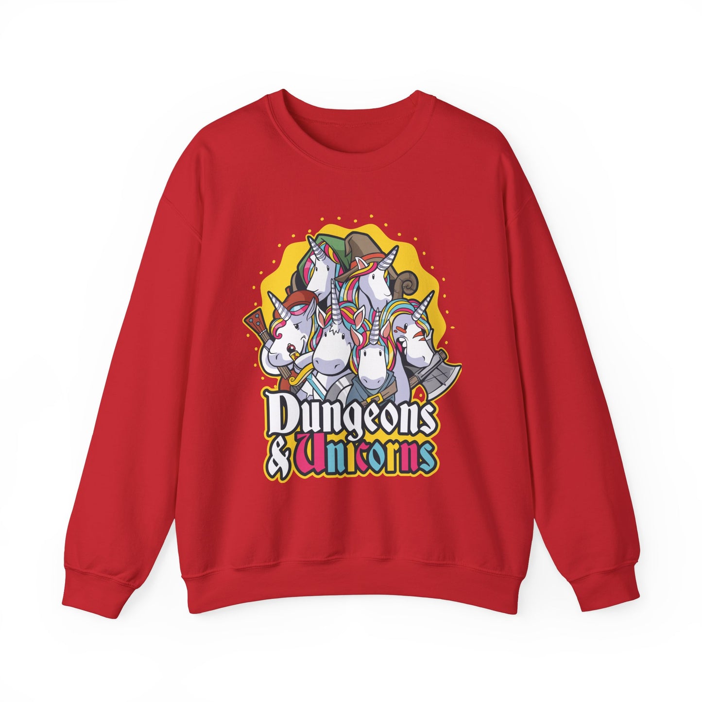 Dungeons and Unicorns Funny D&D Parody Sweatshirt | Nerdy Fantasy Game Sweater Unicorn Lovers | Unique Winter Gift Cozy Fun Sweatshirt Gamer