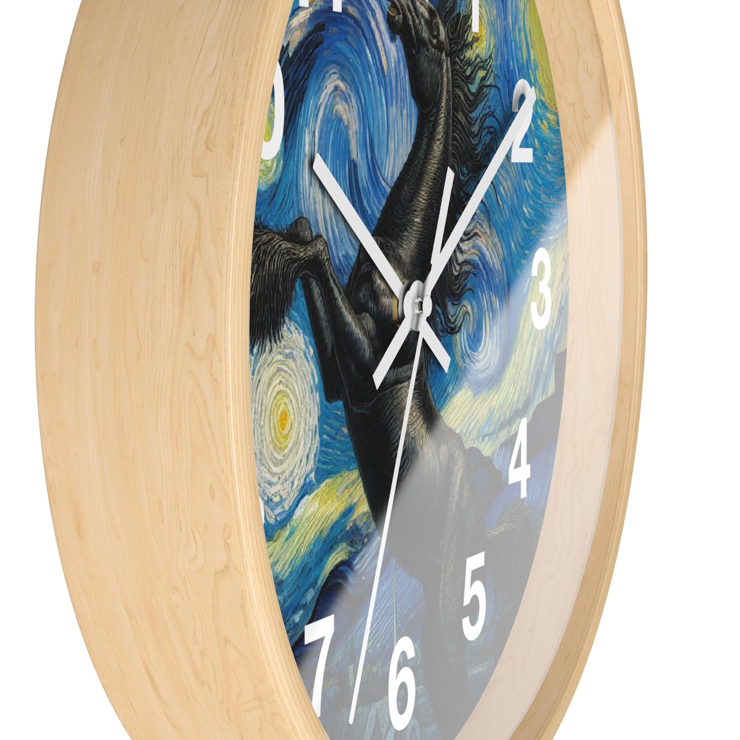 Majestic Black Horse Night Sky Wall Clock | Battery Operated | Starry Night-Inspired Art | Perfect Gift Equestrian Lovers Elegant Wall Decor