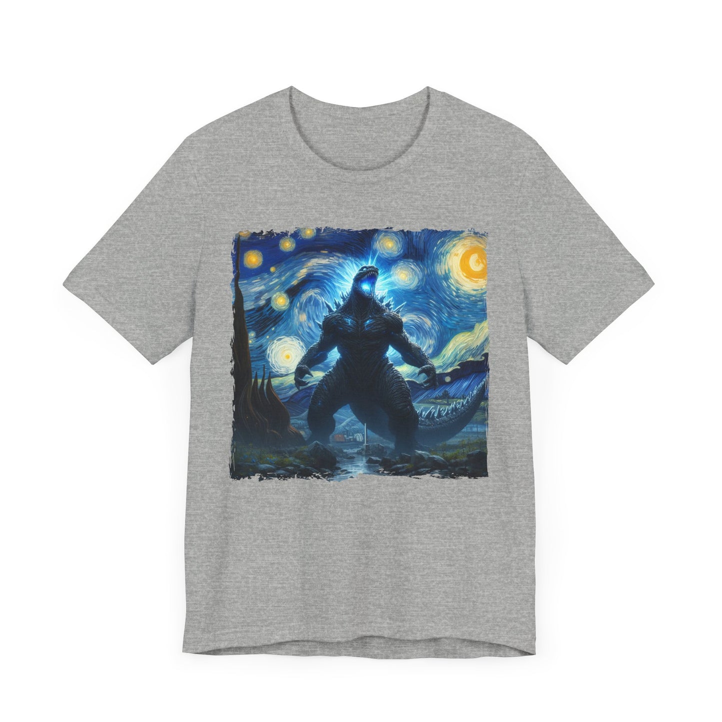 Giant Dinosaur Lizard Night Sky Shirt | Kaiju-Inspired Starry Night Art | Epic Anime-Style Monster Tee for Dinosaur & Kaiju Fans