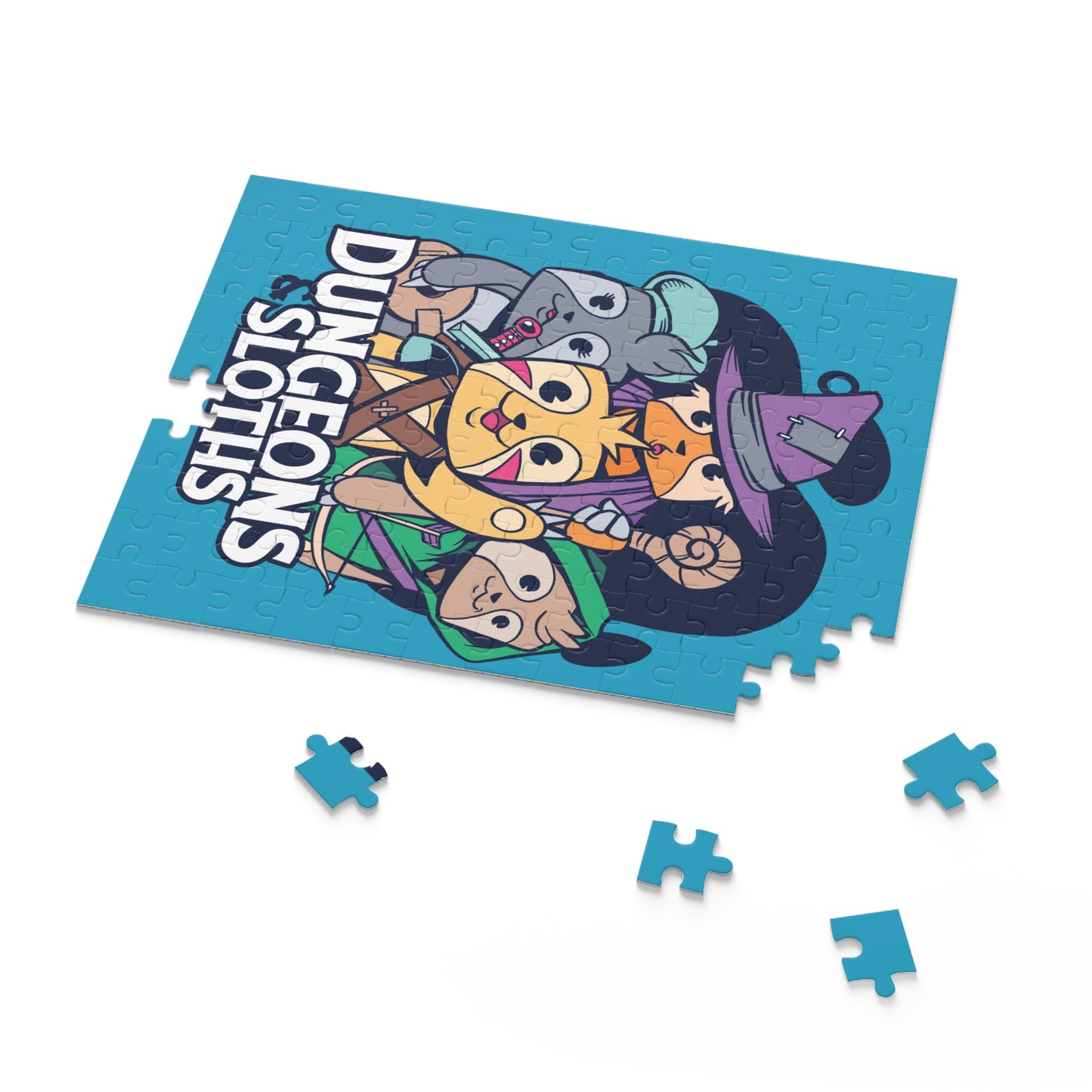 Dungeons and Sloths Jigsaw Puzzle Funny D&D Parody 120-500 Pieces for Nerdy Fantasy Game Fans and Sloth Lovers RPG Style Puzzle