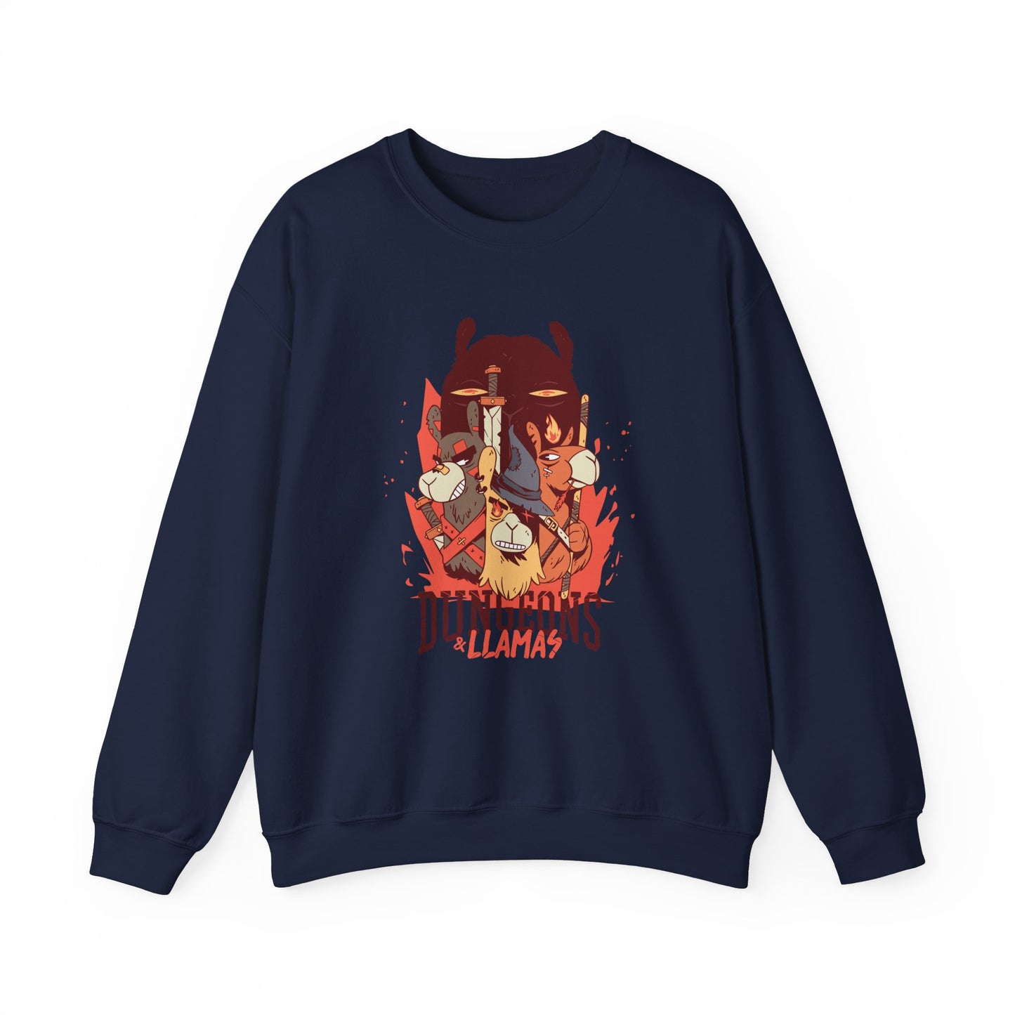 Dungeons and Llamas Funny D&D Parody Sweatshirt | Nerdy Fantasy Game Sweater Llama Lovers | Unique Winter Gift | Cozy Fun Sweatshirt Gamers