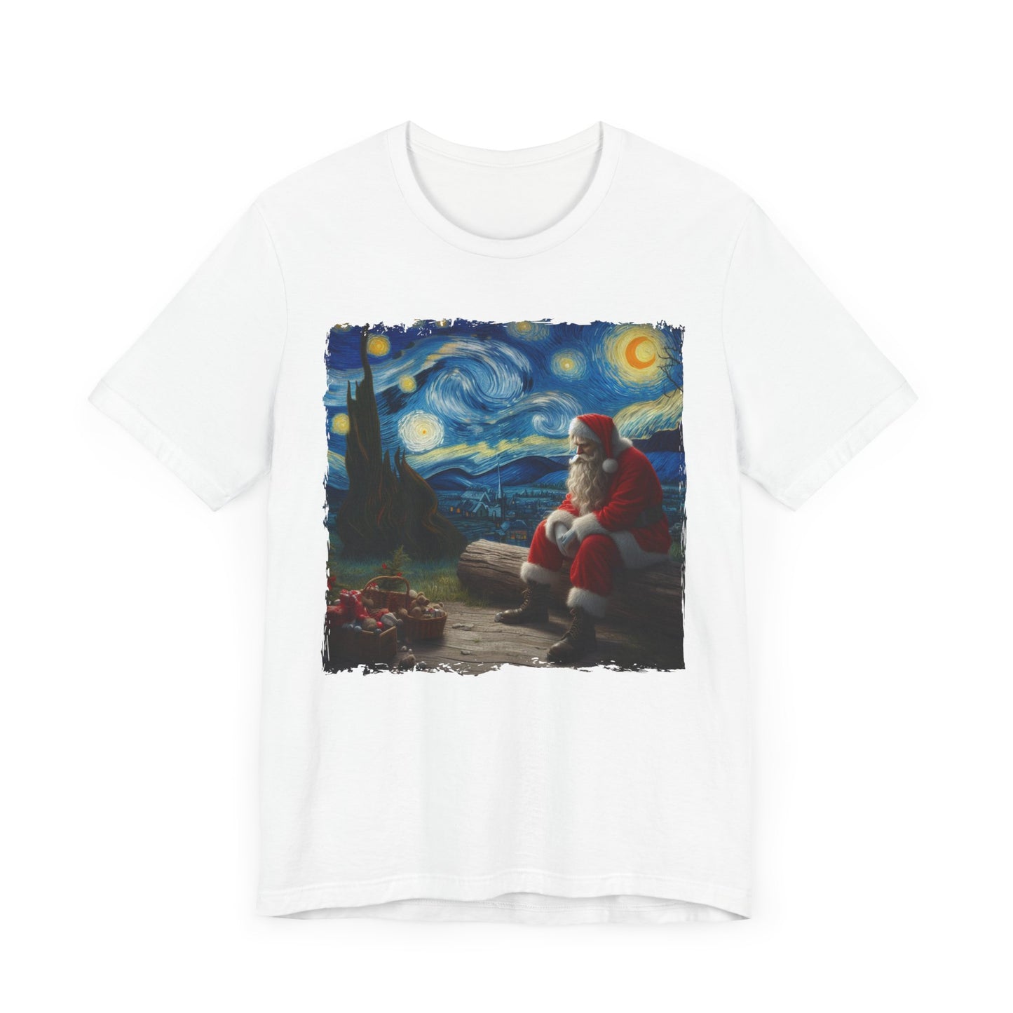 Santa Claus Night Sky Christmas Shirt | Starry Night-Inspired Holiday Art | Festive Santa Lover Tee Magical Christmas Season Christmas Gift