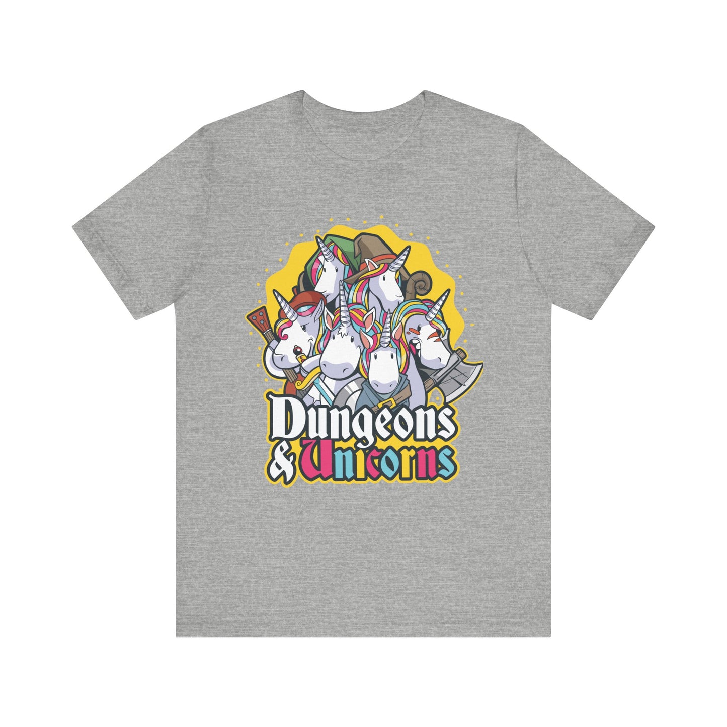 Dungeons and Unicorns Shirt | D&D Parody Game Tee for Unicorn Lovers | Magical Roleplaying Fantasy Game | Fun Nerdy Gift Ideas Funny Unicorn