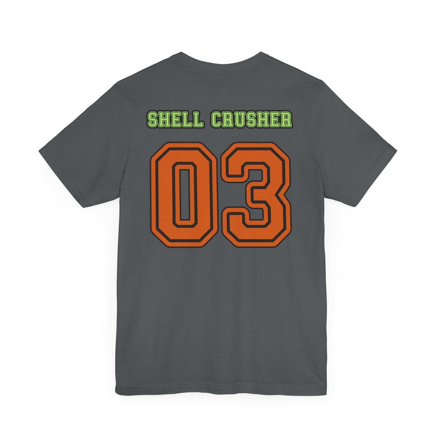 Shell Crushers Turtle Shirt | Fierce Armored Turtle Design | Unique Gift Gamers Animal Lovers Esports Jersey Style Graphic Tee Funny Turtle