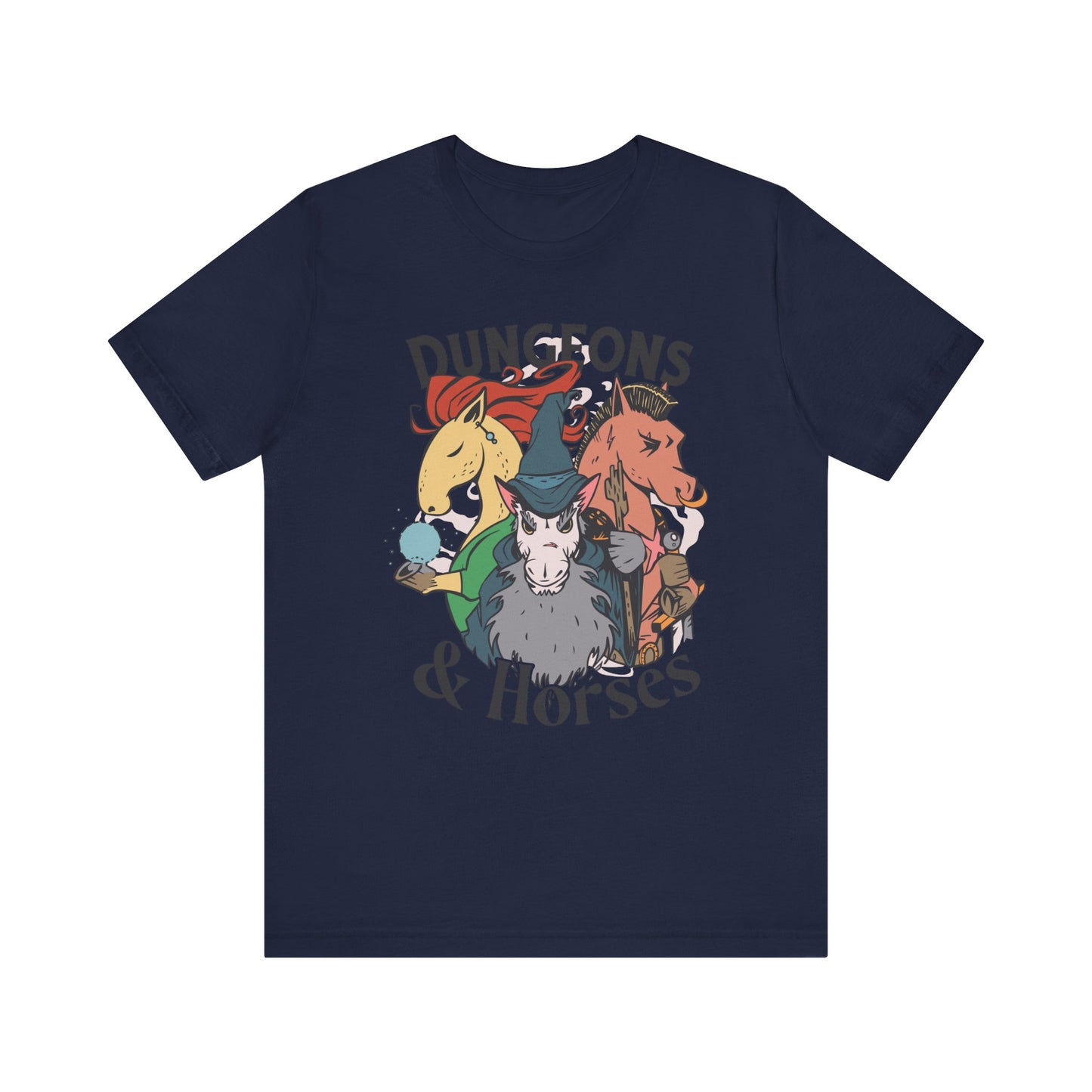 Dungeons and Horses Shirt | D&D Parody Game Tee for Horse Lovers | Roleplaying Fantasy Game | Fun Nerdy Gift Ideas