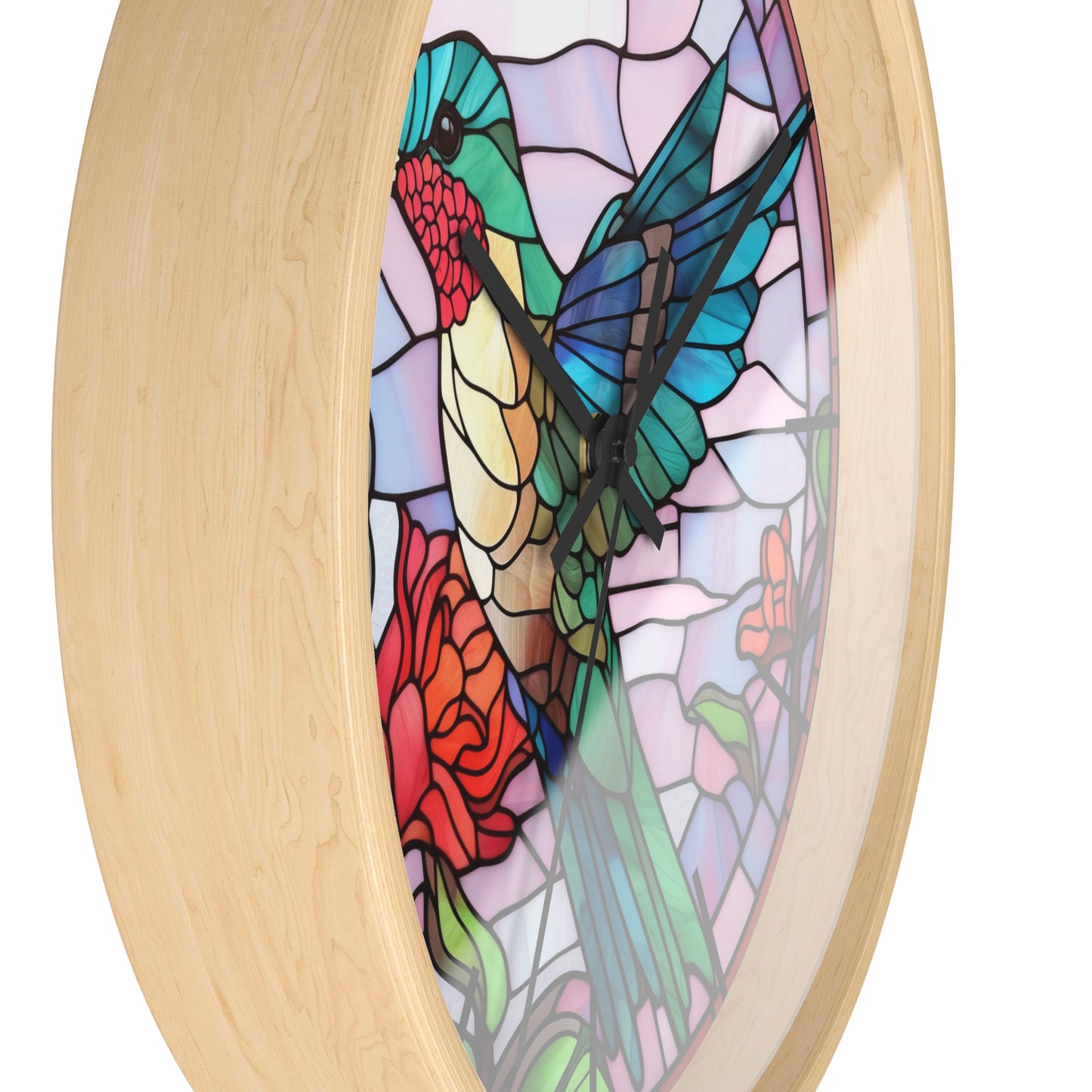 Stunning Hummingbird Stained Glass Wall Clock | Colorful Vibrant Bird Design | Battery Operated | Unique Home Decor | HummingBird Gift