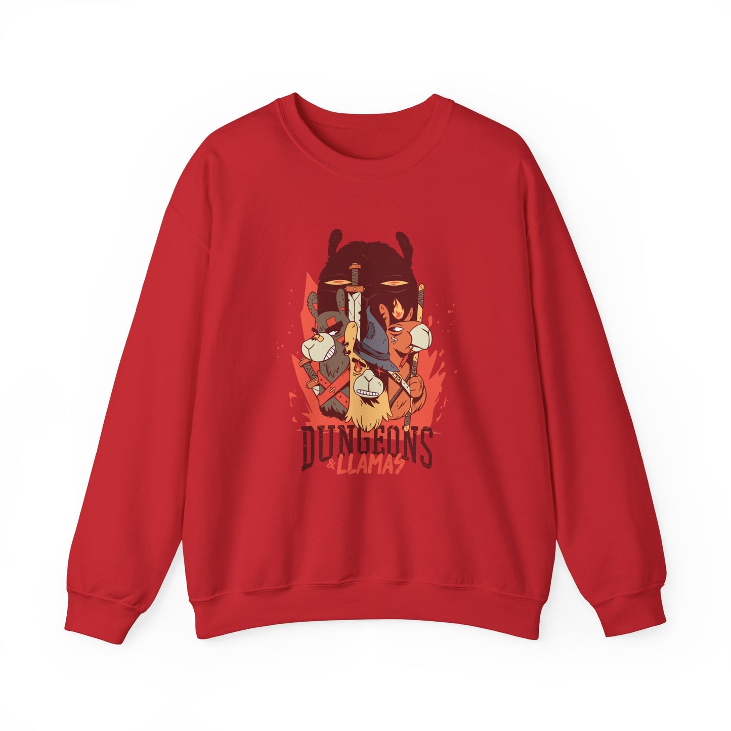 Dungeons and Llamas Funny D&D Parody Sweatshirt | Nerdy Fantasy Game Sweater Llama Lovers | Unique Winter Gift | Cozy Fun Sweatshirt Gamers