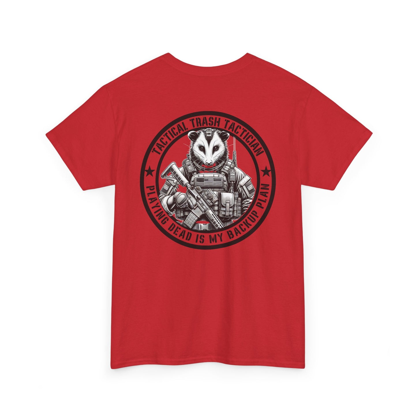 Tactical Trash Tactician Shirt | Opossum Soldier Tee | Funny Military-Inspired Opossum Shirt Patriotic Humor Graphic Tactical Wildlife Fans