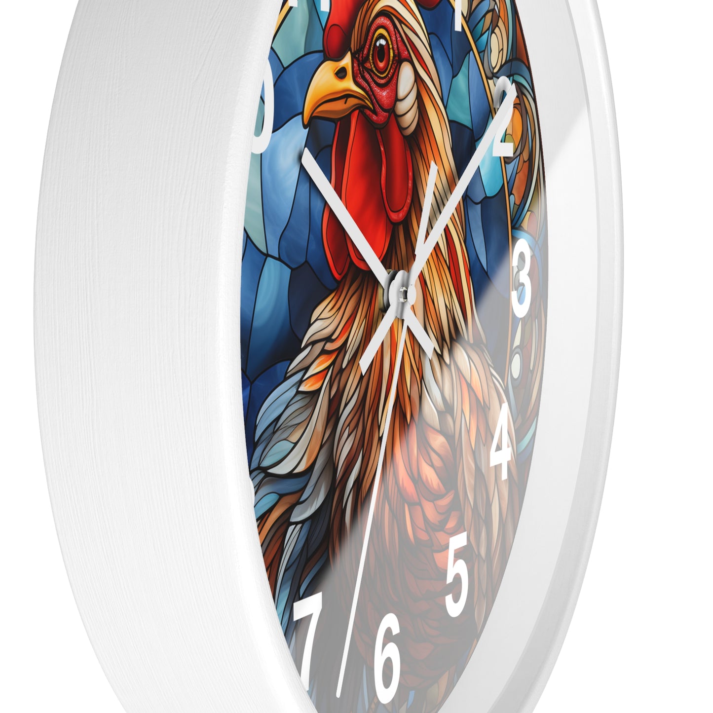 Beautiful Stained Glass Style Chicken Wall Clock | Battery Operated | Charming Hen Decor Chicken Lover Gift | Colorful Farmhouse Accent