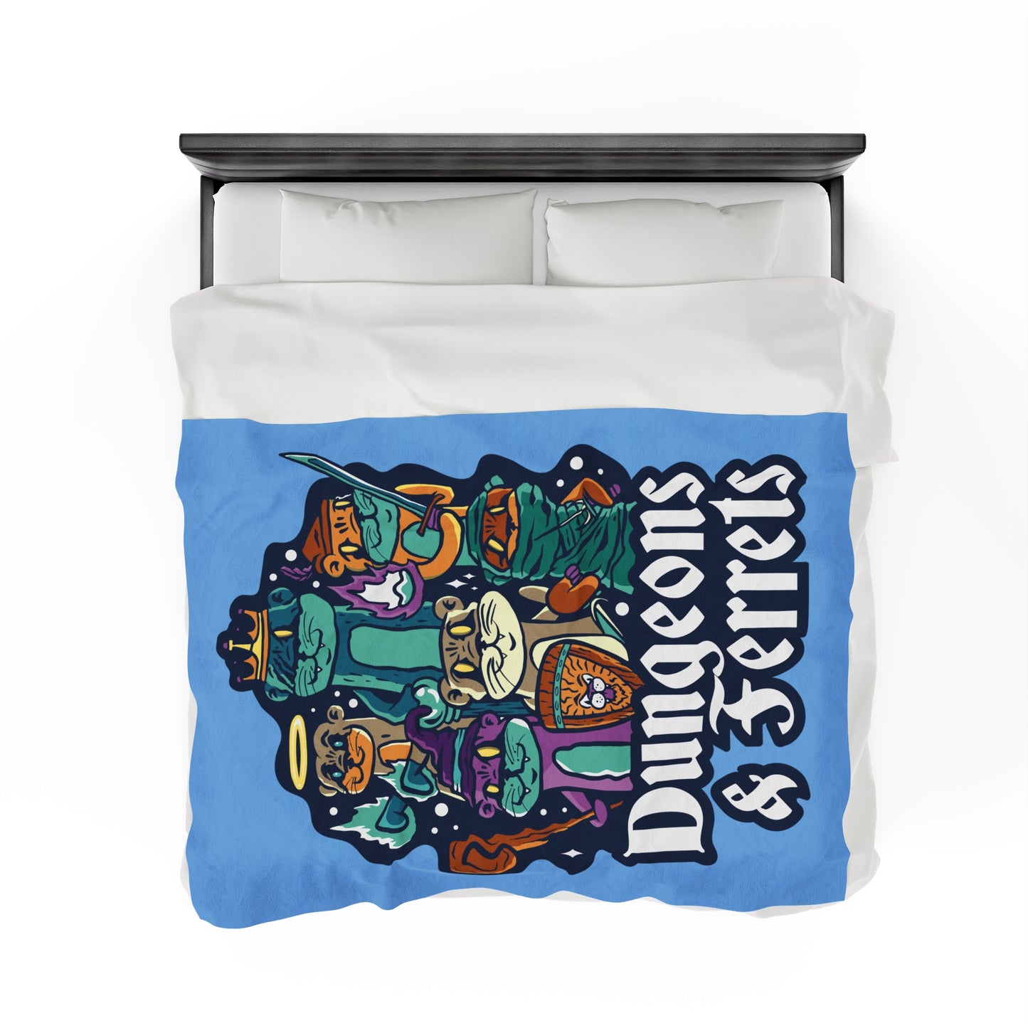 Dungeons and Ferrets Velveteen Plush Throw Blanket | Funny Ferret Lover Gift | Nerdy Parody Blanket | Fantasy Roleplaying Cozy Ferret Decor