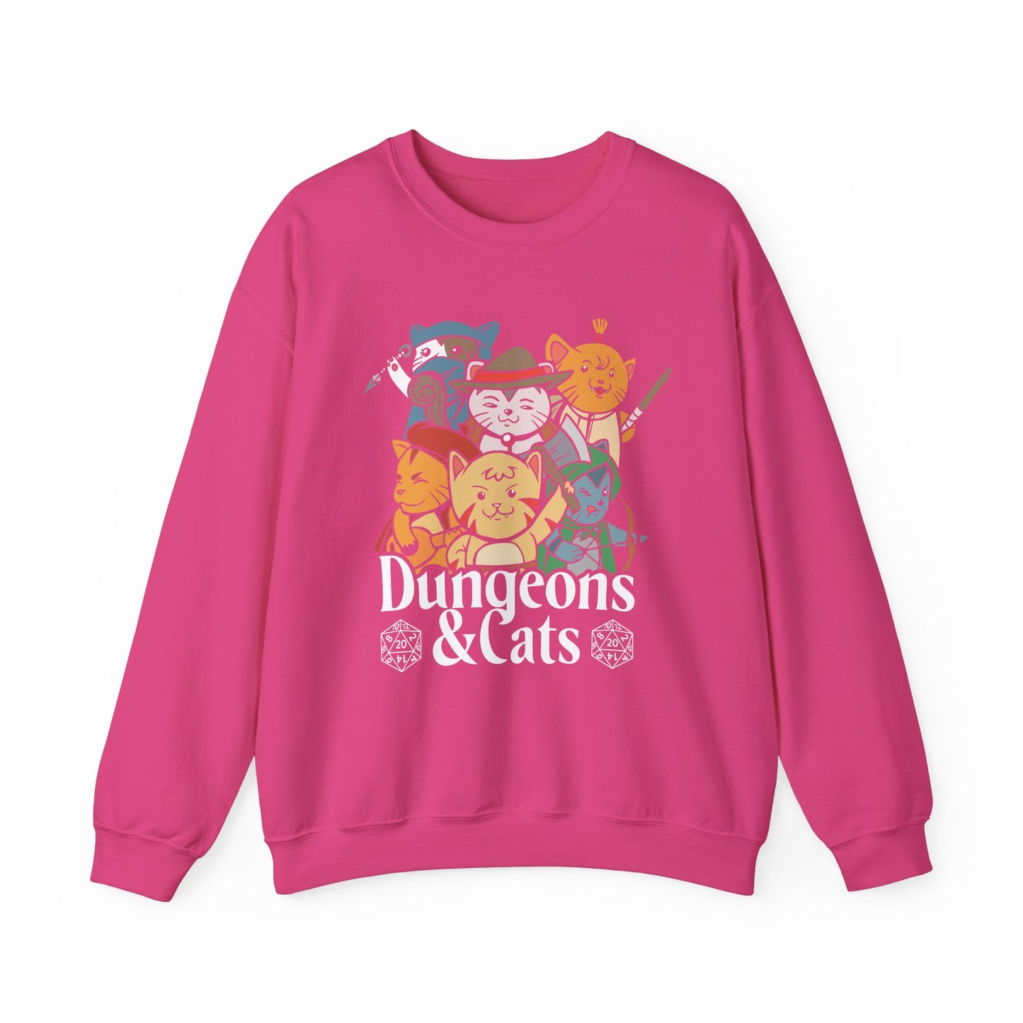 Dungeons and Cats Funny D&D Parody Sweatshirt | Nerdy Fantasy Game Sweater for Cat Lovers | Unique Winter Gift | Cozy Fun Sweatshirt Gamers