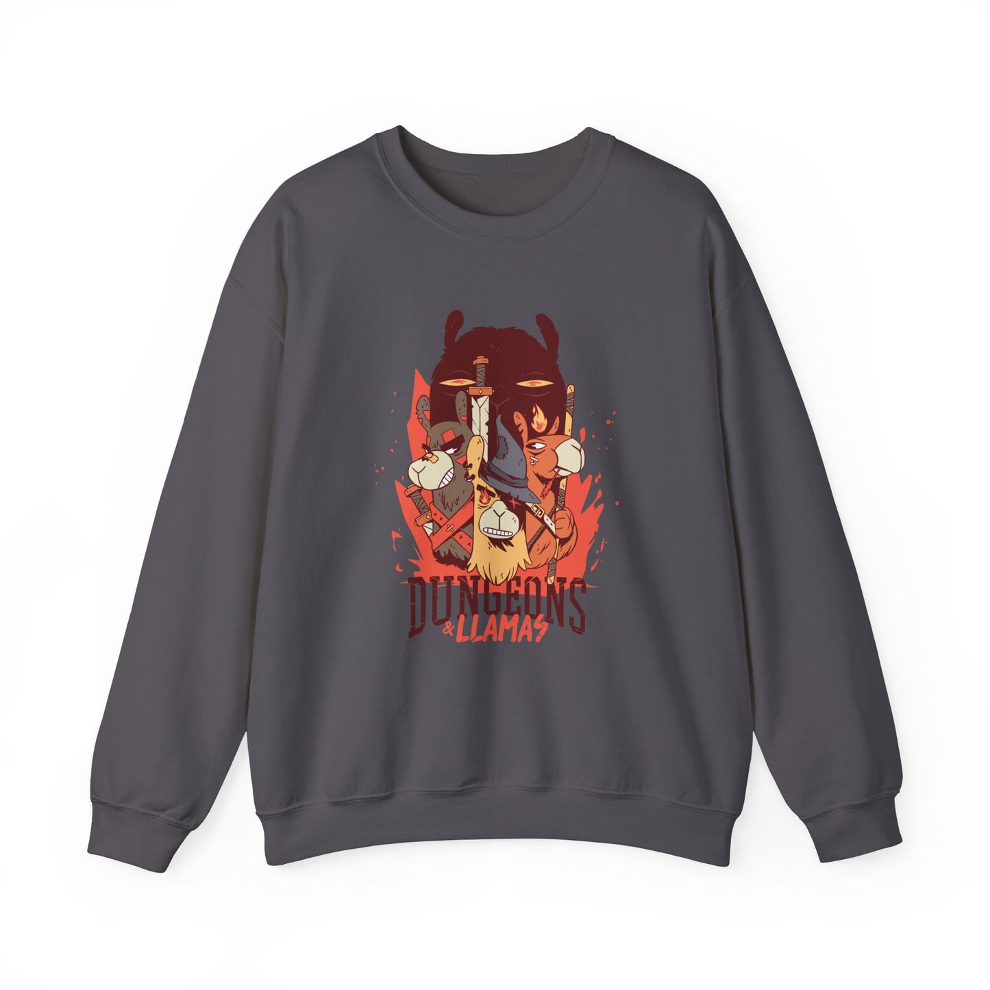 Dungeons and Llamas Funny D&D Parody Sweatshirt | Nerdy Fantasy Game Sweater Llama Lovers | Unique Winter Gift | Cozy Fun Sweatshirt Gamers