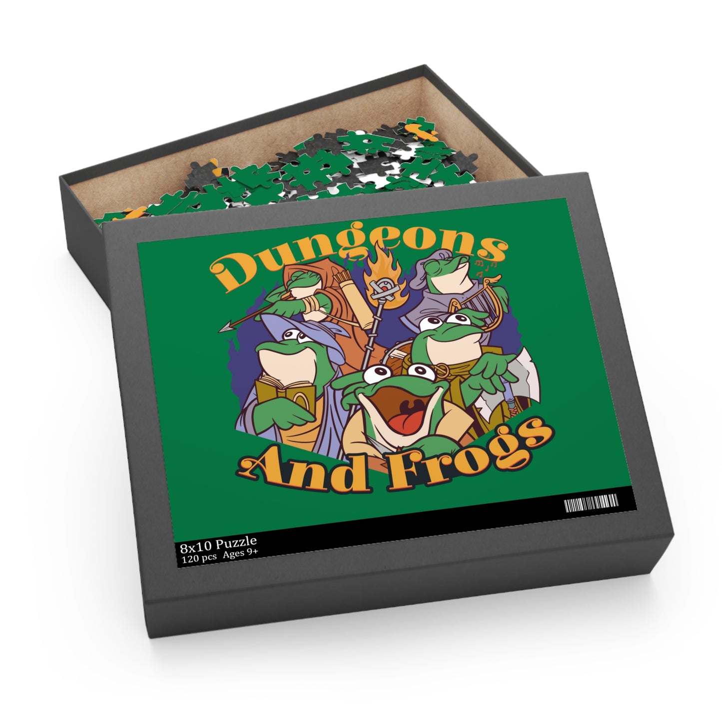 Dungeons and Frogs Jigsaw Puzzle Funny D&D Parody 120-500 Pieces for Nerdy Fantasy Game Fans and Frog Lovers RPG Style Puzzle