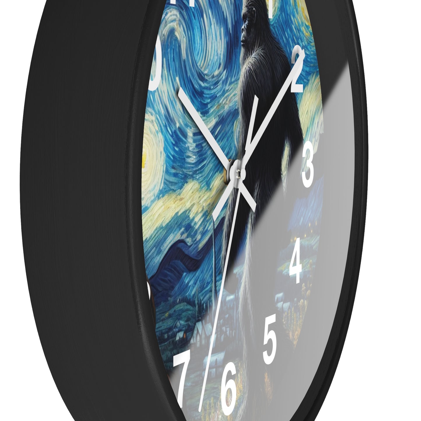 Bigfoot Night Sky Wall Clock | Battery Operated | Starry Night Inspired Art | Perfect Gift Bigfoot Lovers Humorous Sasquatch Wall Decor