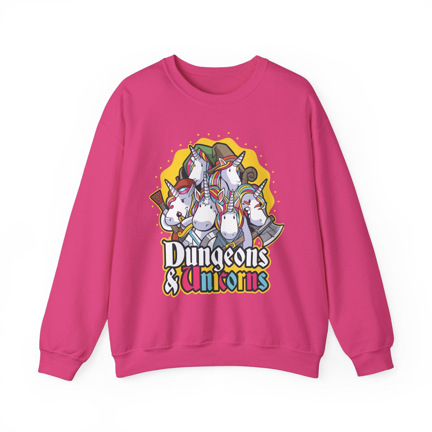 Dungeons and Unicorns Funny D&D Parody Sweatshirt | Nerdy Fantasy Game Sweater Unicorn Lovers | Unique Winter Gift Cozy Fun Sweatshirt Gamer