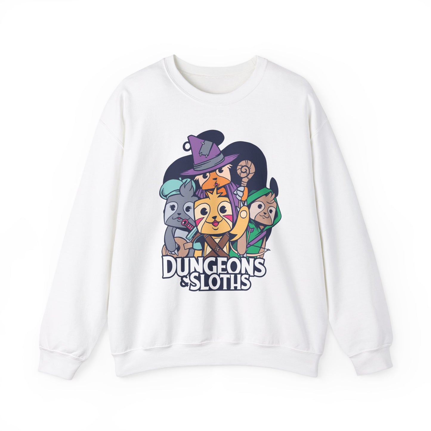 Dungeons and Sloths Funny D&D Parody Sweatshirt | Nerdy Fantasy Game Sweater Sloth Lovers | Unique Winter Gift | Cozy Fun Sweatshirt Gamers