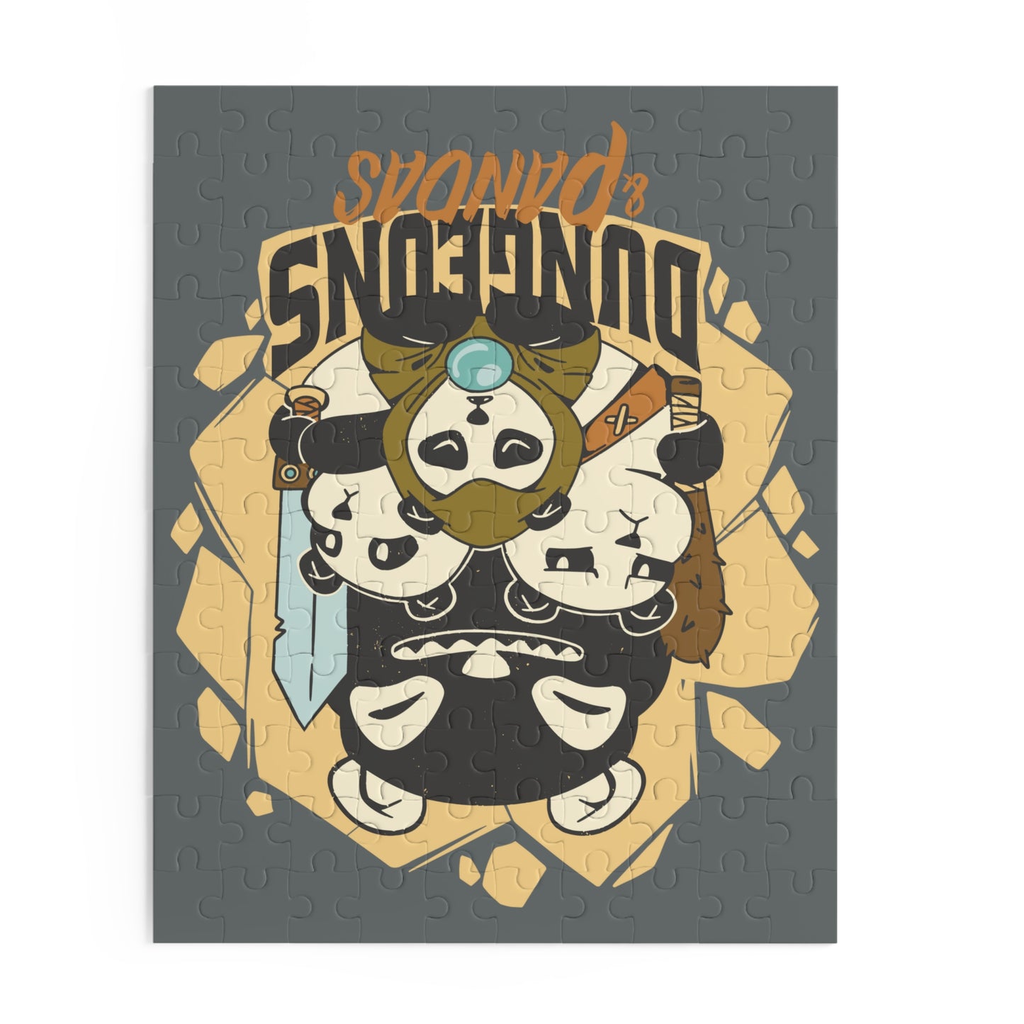 Dungeons and Pandas Jigsaw Puzzle Funny D&D Parody 120-500 Pieces for Nerdy Fantasy Game Fans and Panda Lovers RPG Style Puzzle