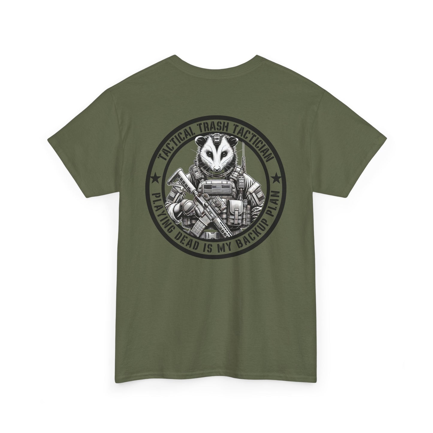 Tactical Trash Tactician Shirt | Opossum Soldier Tee | Funny Military-Inspired Opossum Shirt Patriotic Humor Graphic Tactical Wildlife Fans