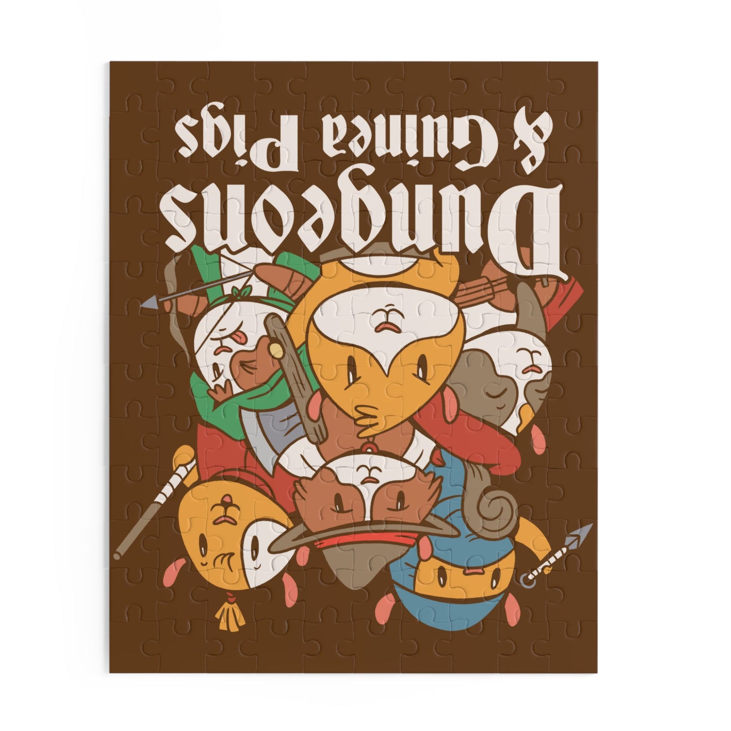 Dungeons and Guinea Pigs Jigsaw Puzzle Funny D&D Parody 120-500 Pieces for Nerdy Fantasy Game Fans and Guinea Pig Lovers RPG Style Puzzle