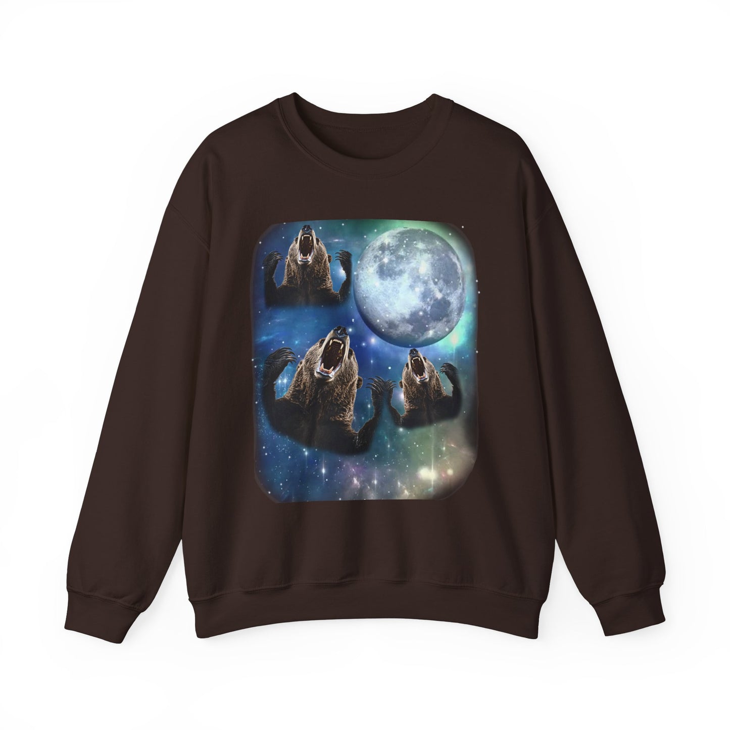 Brown Bear Howling at Moon Sweatshirt | Vintage Bear Lover Pullover Sweater | Funny Brown Bear Apparel Gift Wildlife Enthusiasts Cute Bear