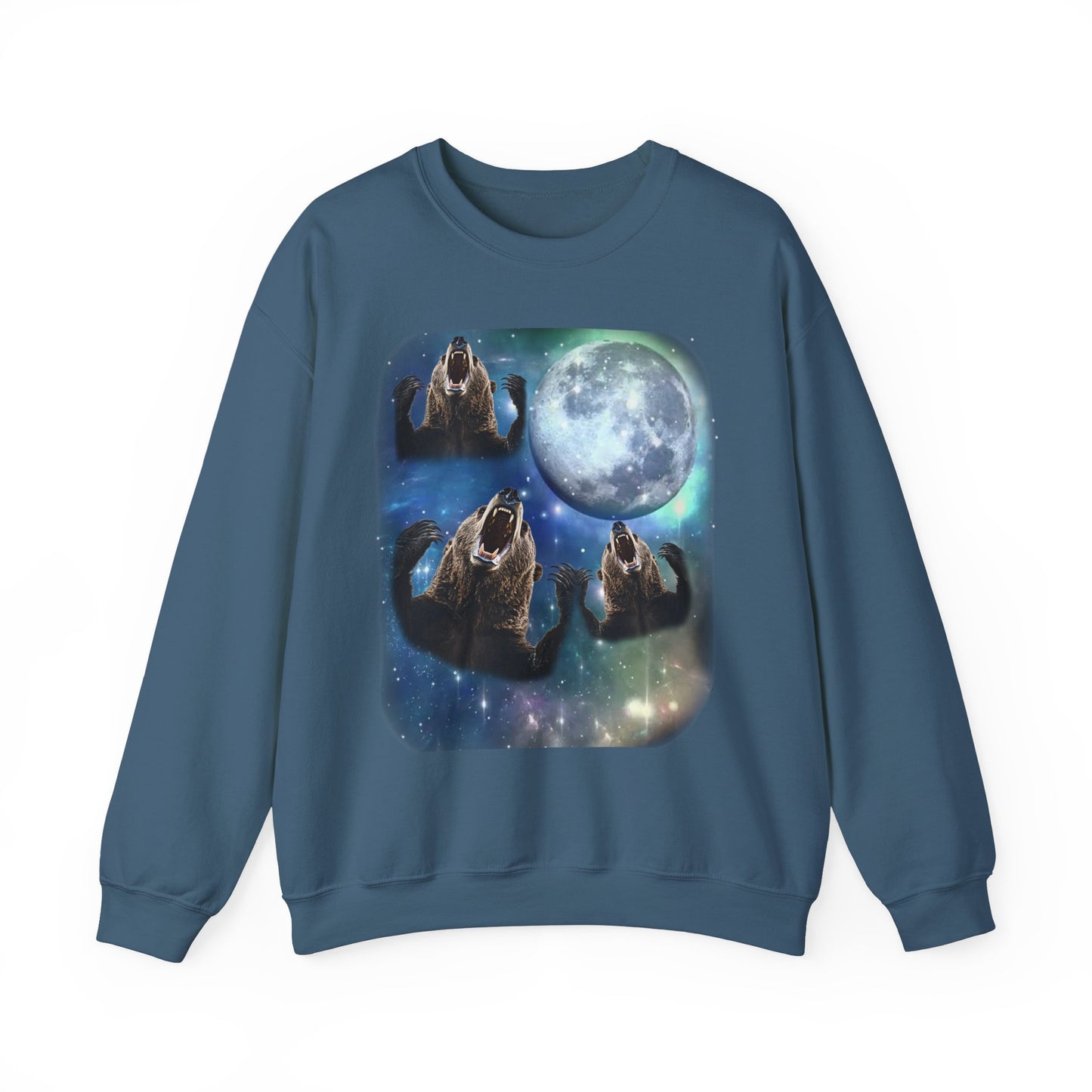 Brown Bear Howling at Moon Sweatshirt | Vintage Bear Lover Pullover Sweater | Funny Brown Bear Apparel Gift Wildlife Enthusiasts Cute Bear