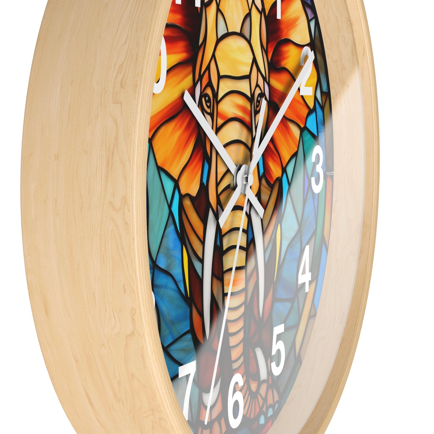 Beautiful Stained Glass Elephant Wall Clock Battery Operated Unique Animal Lover Decor Perfect Gift Elephant Enthusiast Colorful Home Accent