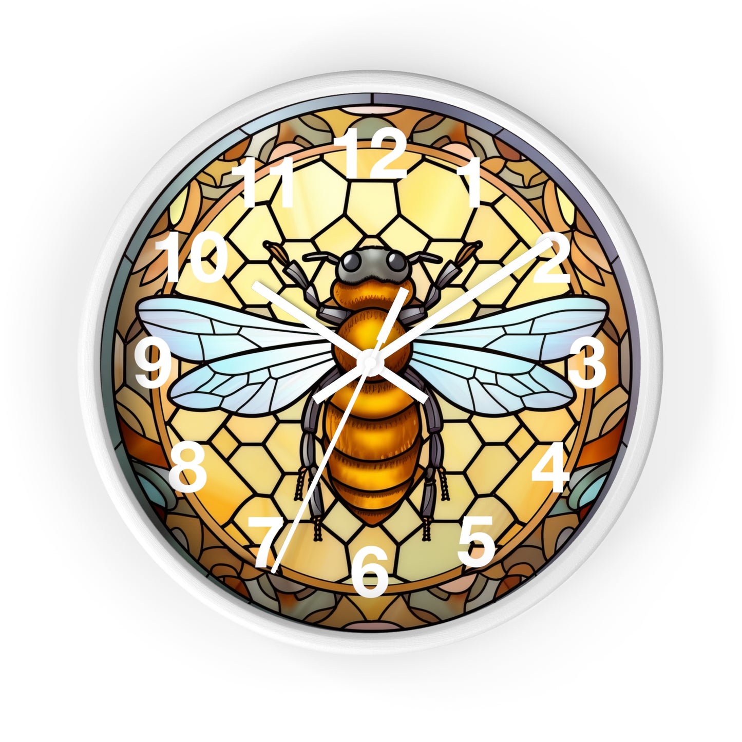Honey Bee Stained Glass Wall Clock | Colorful Vibrant Bird Design | Battery Operated | Unique Home Decor | Cute Bee Gift Stained Glass Style