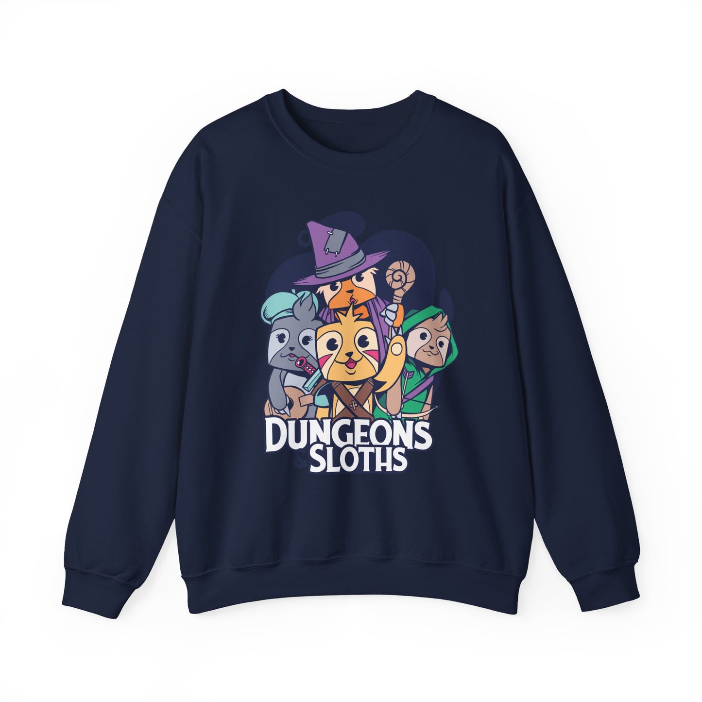 Dungeons and Sloths Funny D&D Parody Sweatshirt | Nerdy Fantasy Game Sweater Sloth Lovers | Unique Winter Gift | Cozy Fun Sweatshirt Gamers