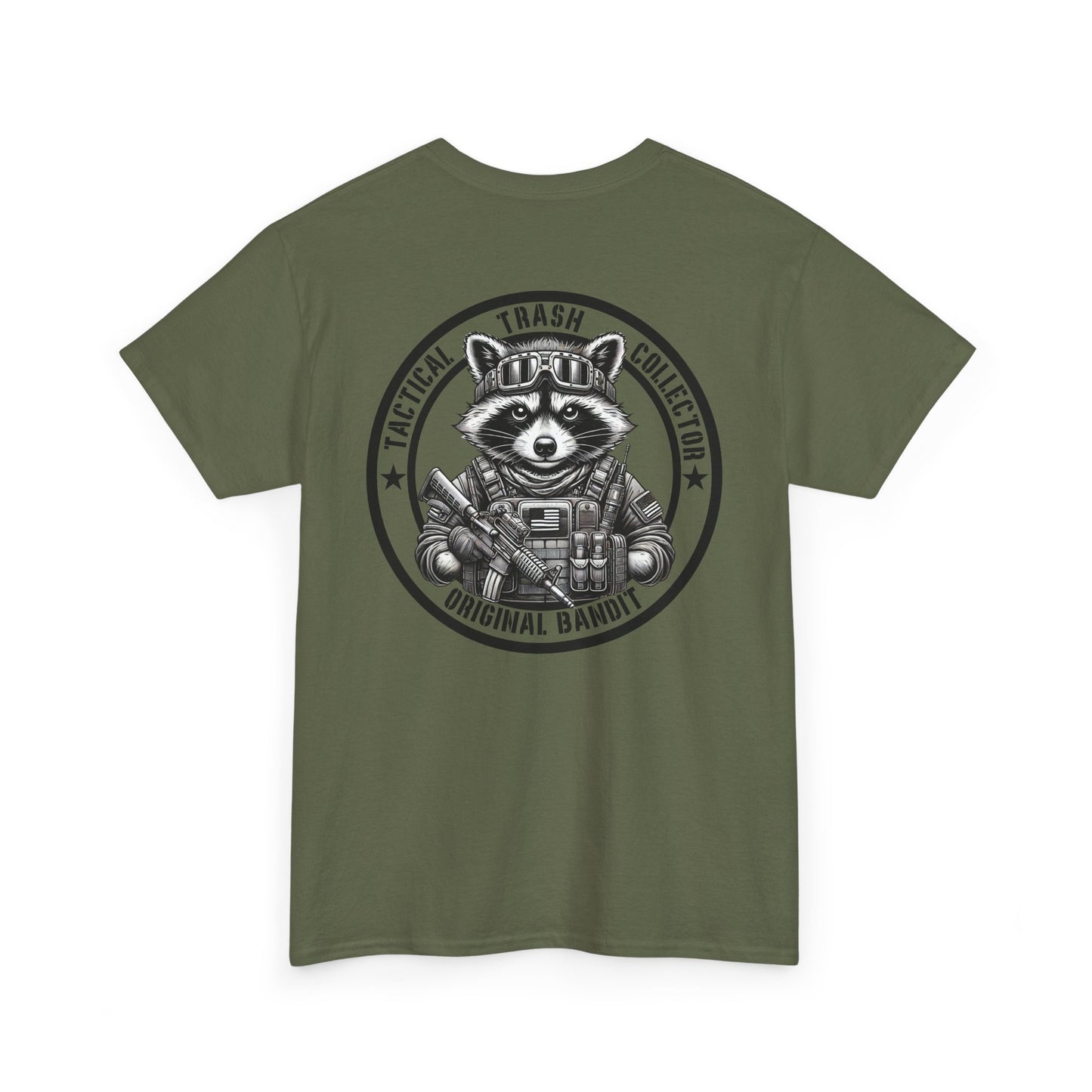Tactical Trash Collector Shirt | Funny Tactical Raccoon Tee | Military-Inspired Graphic Humor Outdoors Fans | Unique Patriotic Design Gift