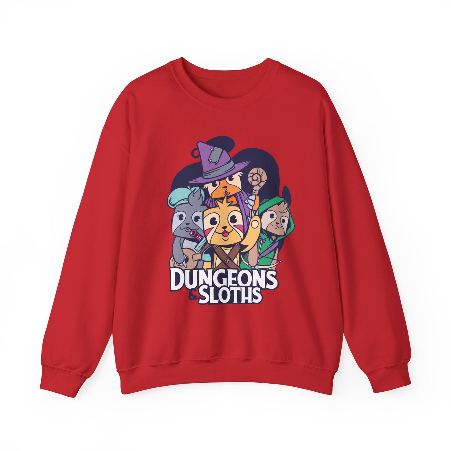 Dungeons and Sloths Funny D&D Parody Sweatshirt | Nerdy Fantasy Game Sweater Sloth Lovers | Unique Winter Gift | Cozy Fun Sweatshirt Gamers