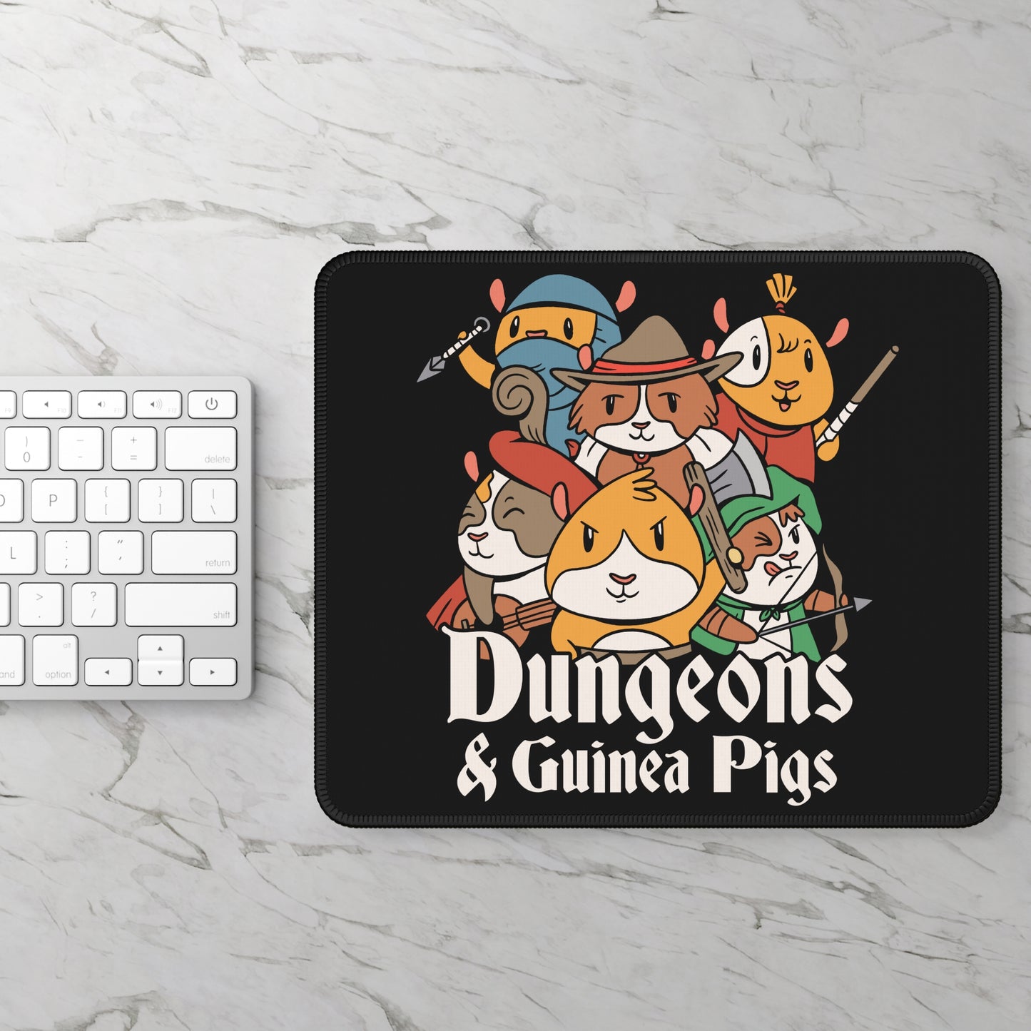 Dungeons and Guinea Pigs Non Slip Mouse Pad | Fantasy Game Desk Decor Guinea Pig Lovers GIft RPG-Inspired Desk Mat | Fun Gaming Accessory