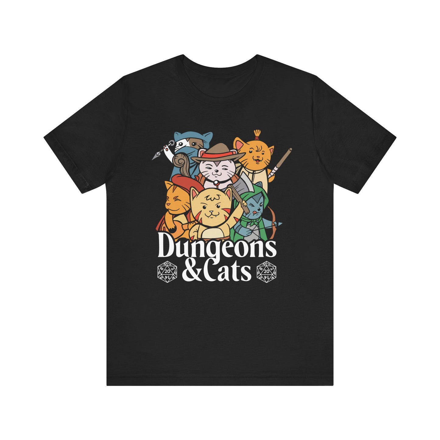 Dungeons and Cats Shirt | D&D Parody Game Tee for Cat Lovers | Playful Roleplaying Fantasy Game | Purr-fect Nerdy Gift Ideas Funny Cat Shirt