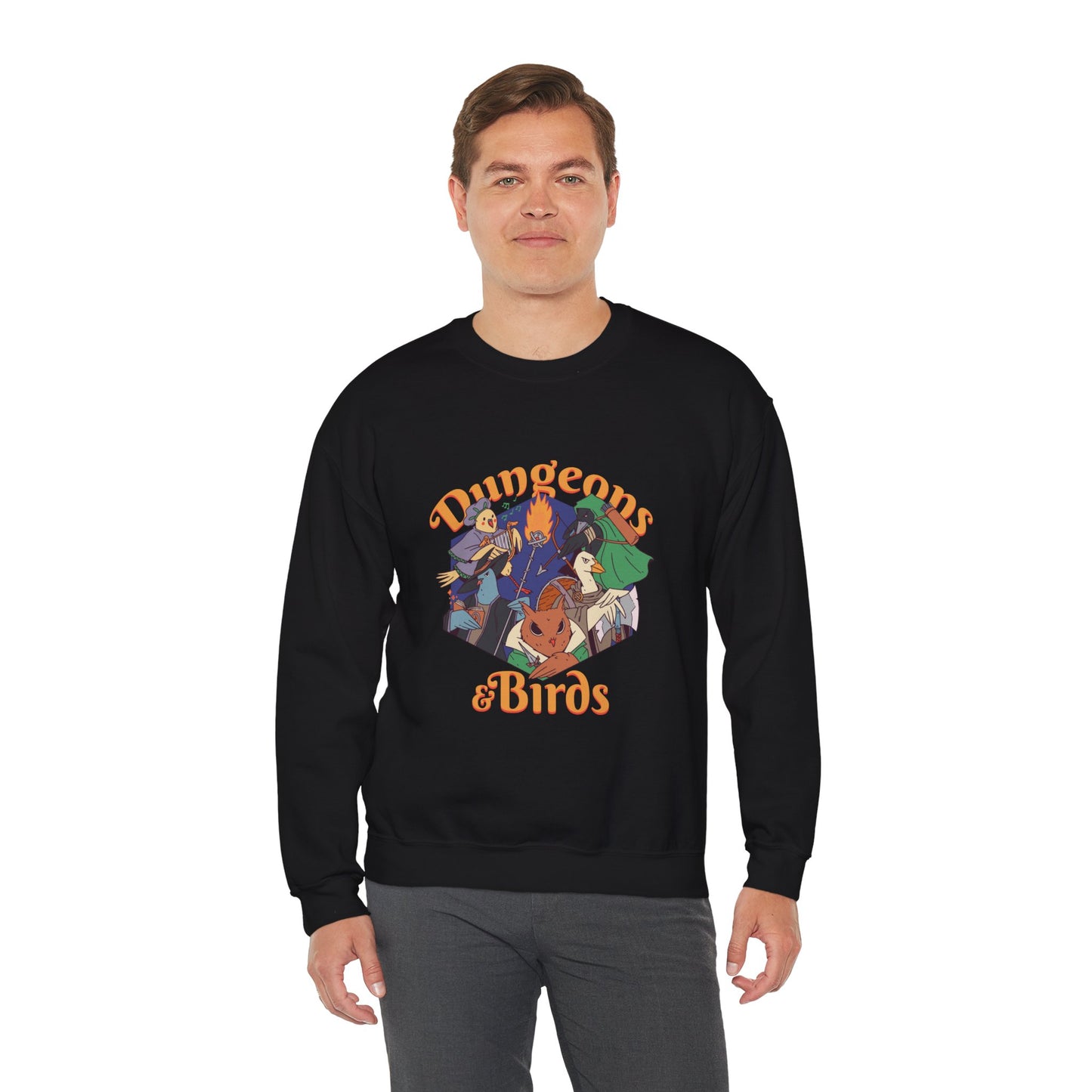 Dungeons and Birbs Funny D&D Parody Sweatshirt | Nerdy Fantasy Game Sweater Bird Lovers | Unique Winter Gift | Cozy Fun Sweatshirt Gamers