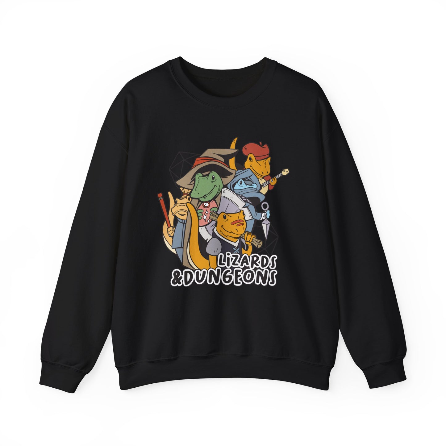 Dungeons and Lizards Funny D&D Parody Sweatshirt | Nerdy Fantasy Game Sweater Lizard Lovers | Unique Winter Gift Cozy Fun Sweatshirt Gamers