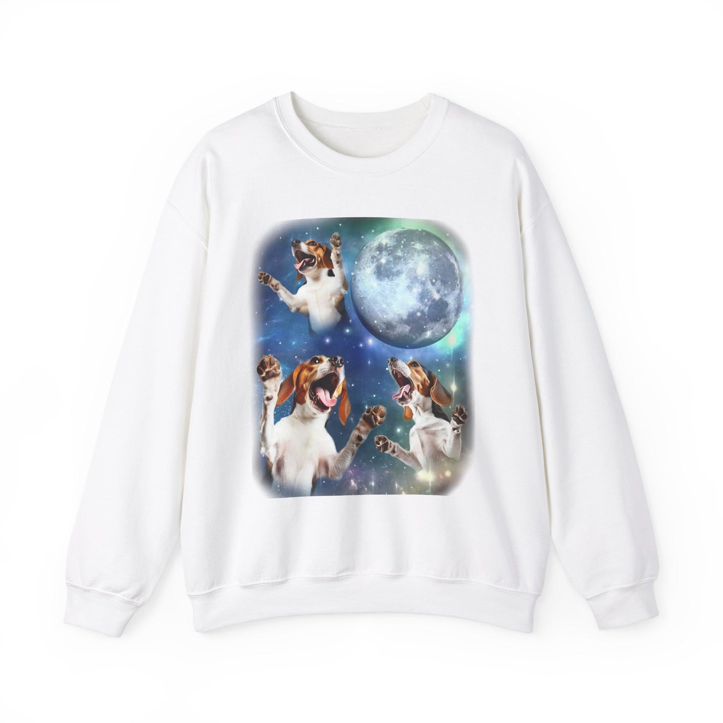 Beagle Howling at Moon Sweatshirt | Vintage Dog Lover Pullover Sweater | Funny Beagle Apparel Gift for Dog Enthusiasts and Pet Lovers