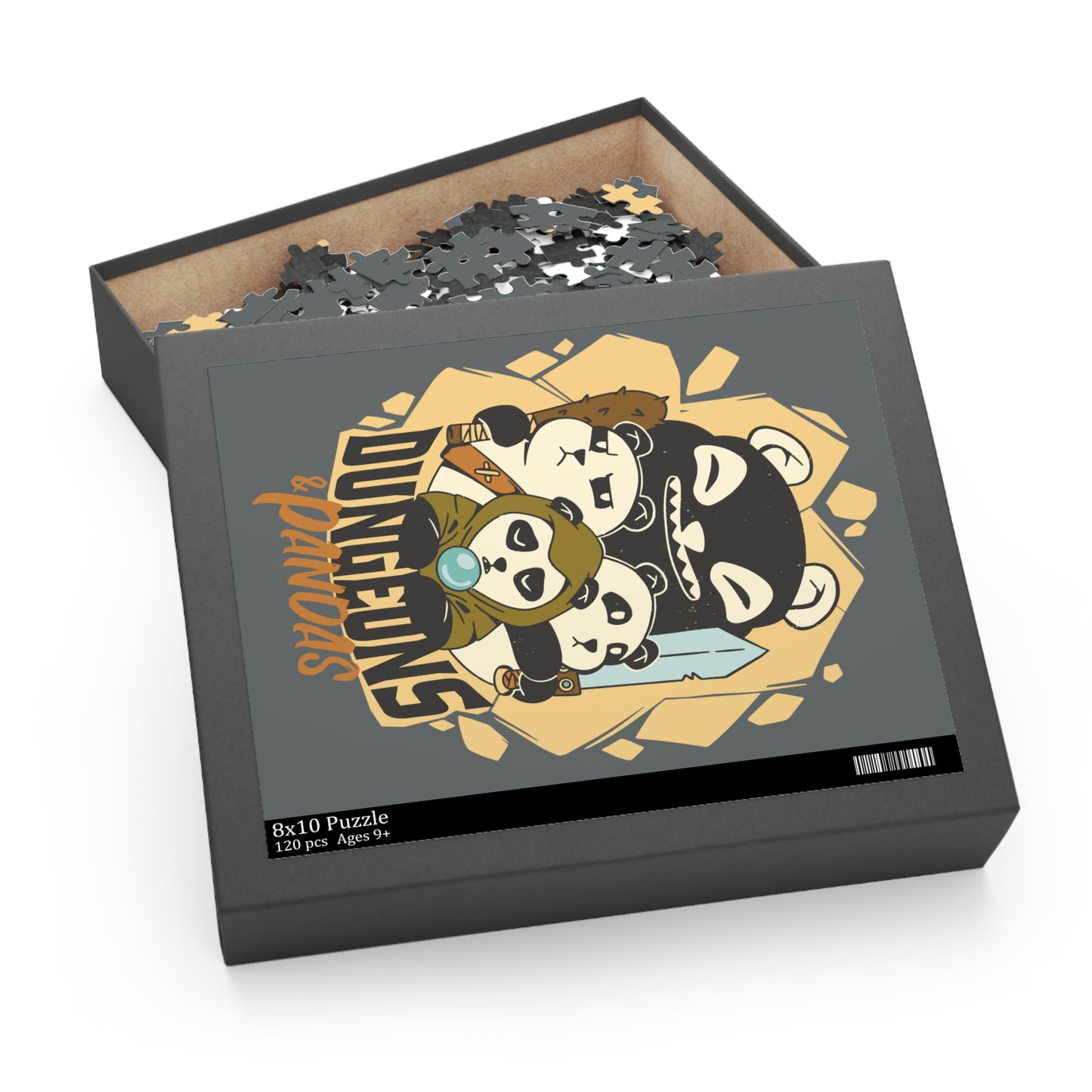 Dungeons and Pandas Jigsaw Puzzle Funny D&D Parody 120-500 Pieces for Nerdy Fantasy Game Fans and Panda Lovers RPG Style Puzzle