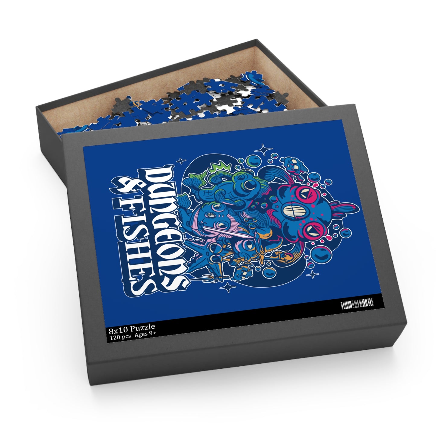 Dungeons and Fishes Jigsaw Puzzle Funny D&D Parody 120-500 Pieces for Nerdy Fantasy Game Fans and Fish Lovers RPG Style Puzzle