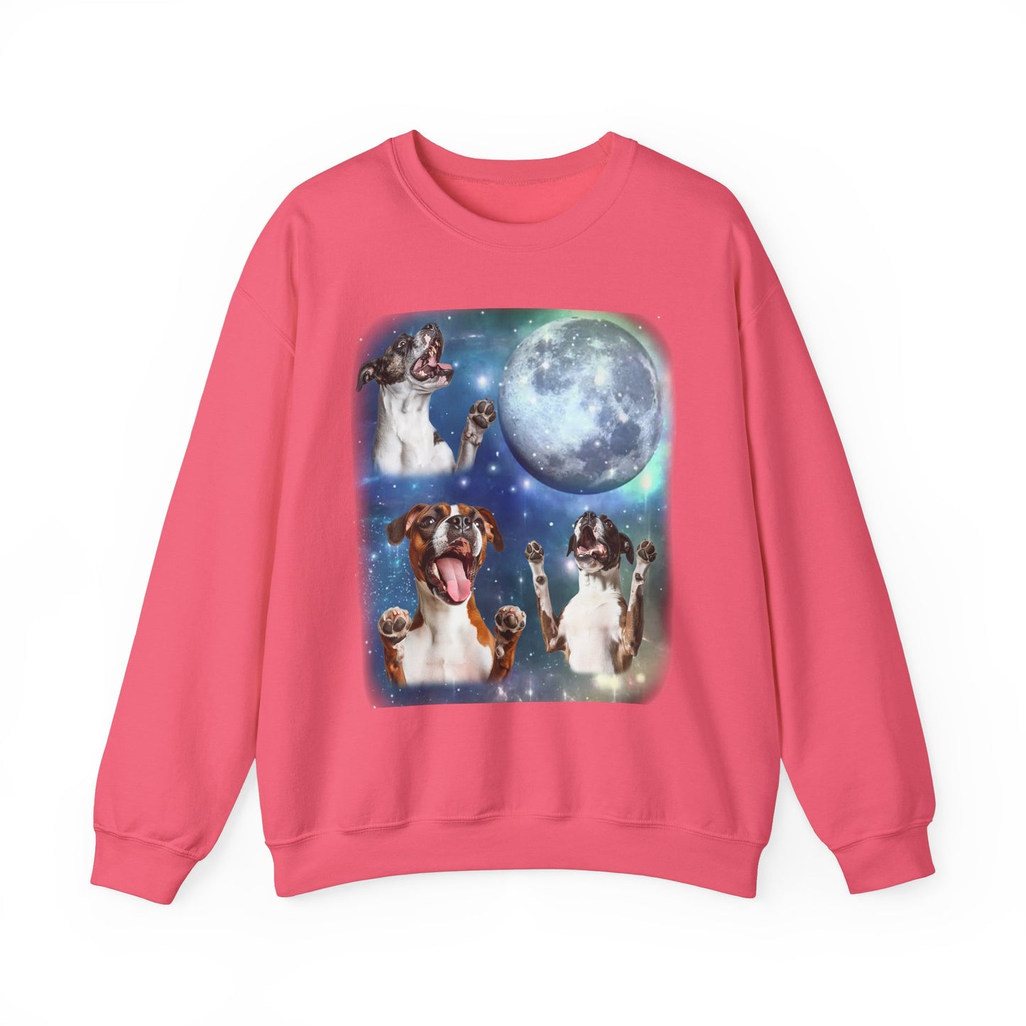 Boxer Howling at Moon Sweatshirt | Vintage Dog Lover Pullover Sweater | Funny Boxer Apparel Gift for Dog Lovers and Pet Enthusiasts