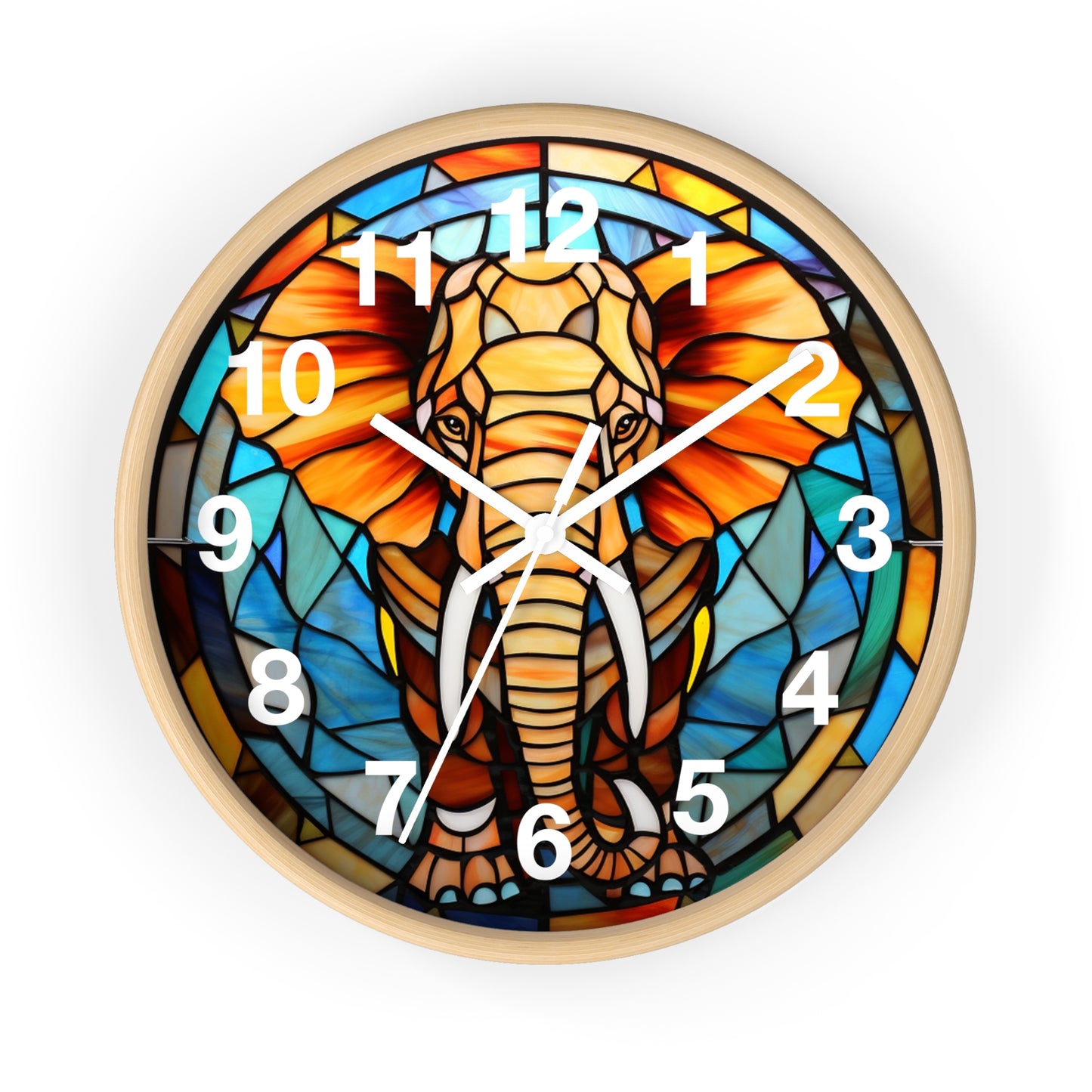 Beautiful Stained Glass Elephant Wall Clock Battery Operated Unique Animal Lover Decor Perfect Gift Elephant Enthusiast Colorful Home Accent