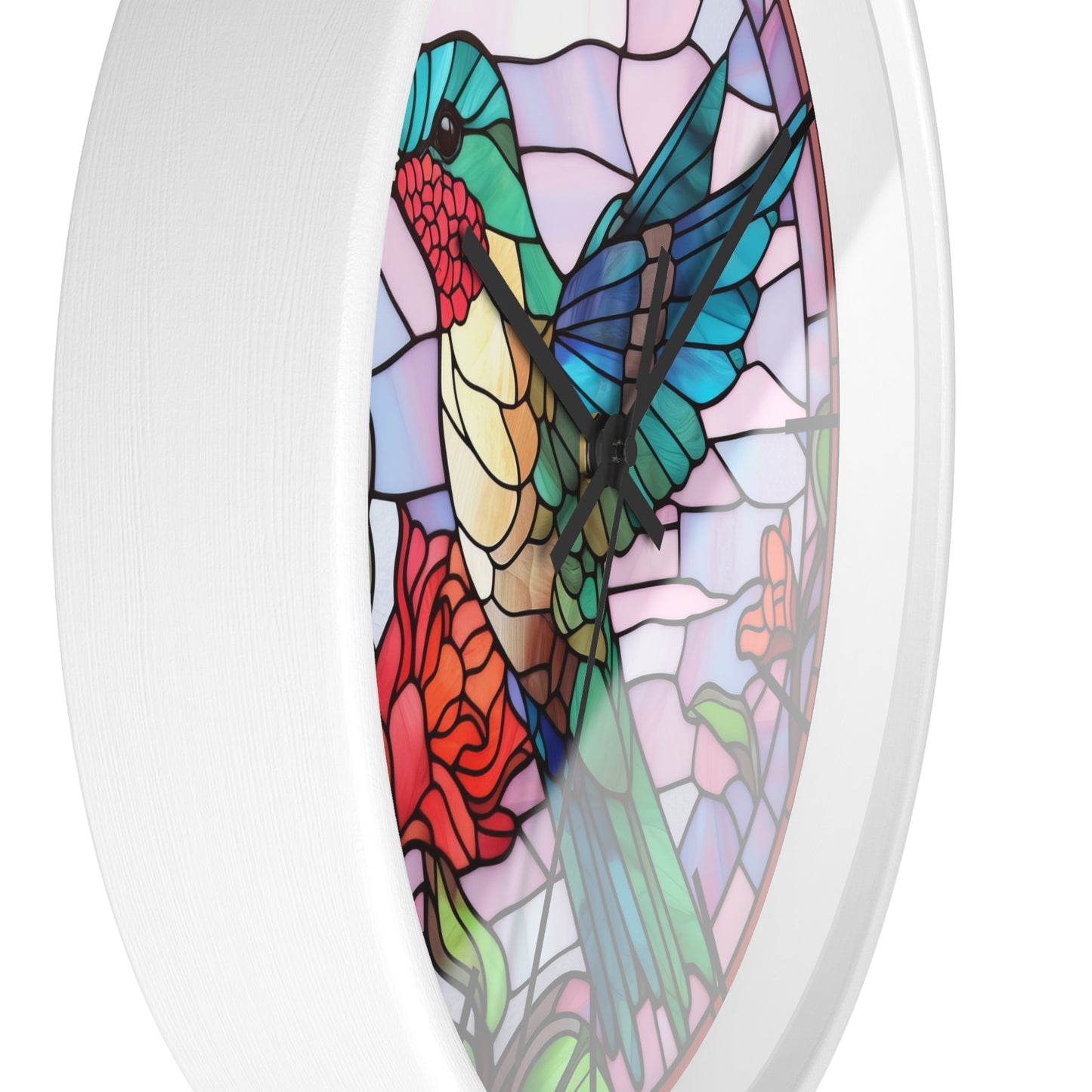 Stunning Hummingbird Stained Glass Wall Clock | Colorful Vibrant Bird Design | Battery Operated | Unique Home Decor | HummingBird Gift